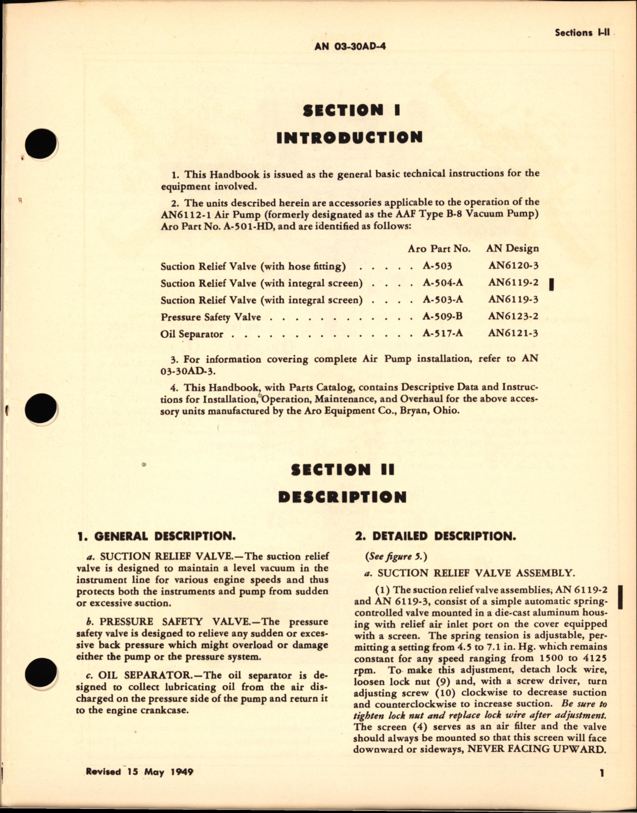 Sample page 5 from AirCorps Library document: Handbook Operation, Service, and Overhaul Instructions with Parts Catalog for Relief Valves, Safety Valve and Oil Separator 