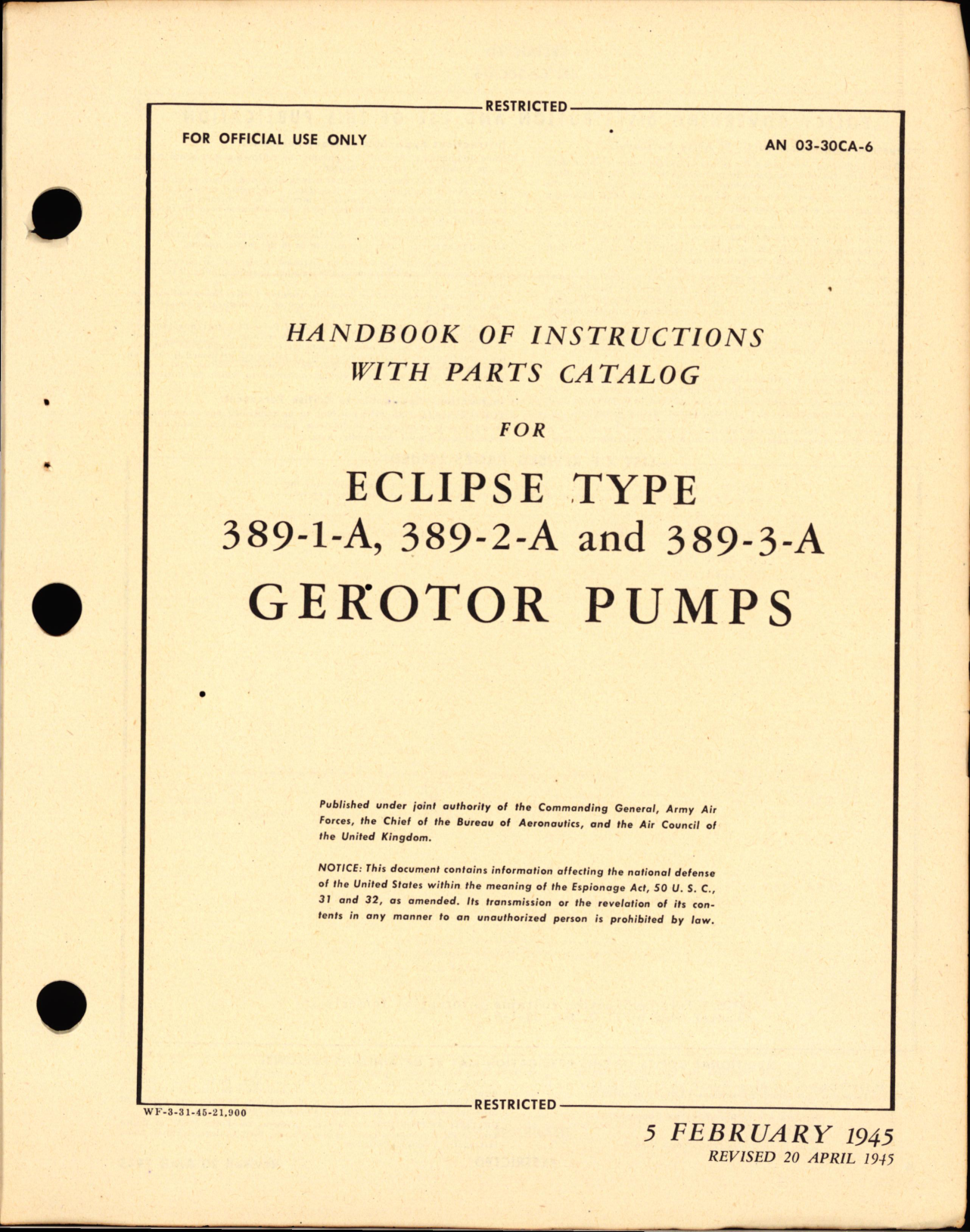 Sample page 3 from AirCorps Library document: Handbook of Instructions with Parts Catalog for Eclipse Type Gerotor Pumps