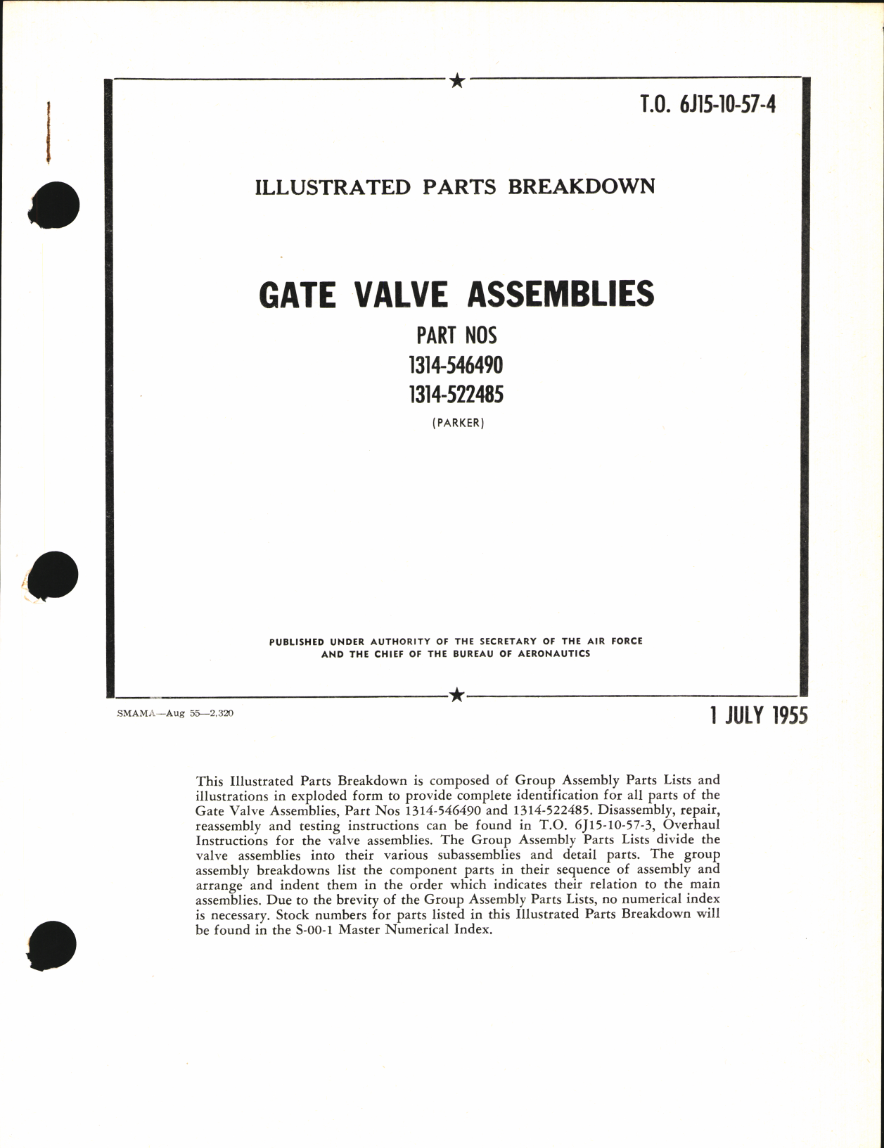 Sample page 1 from AirCorps Library document: Illustrated Parts Breakdown for Gate Valve Assemblies