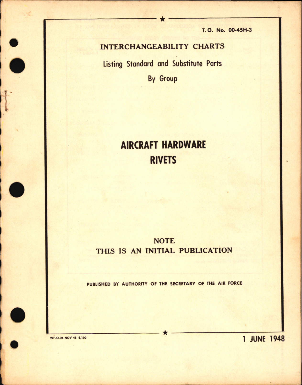 Sample page 1 from AirCorps Library document: Interchangeability Charts - Aircraft Hardware Rivets