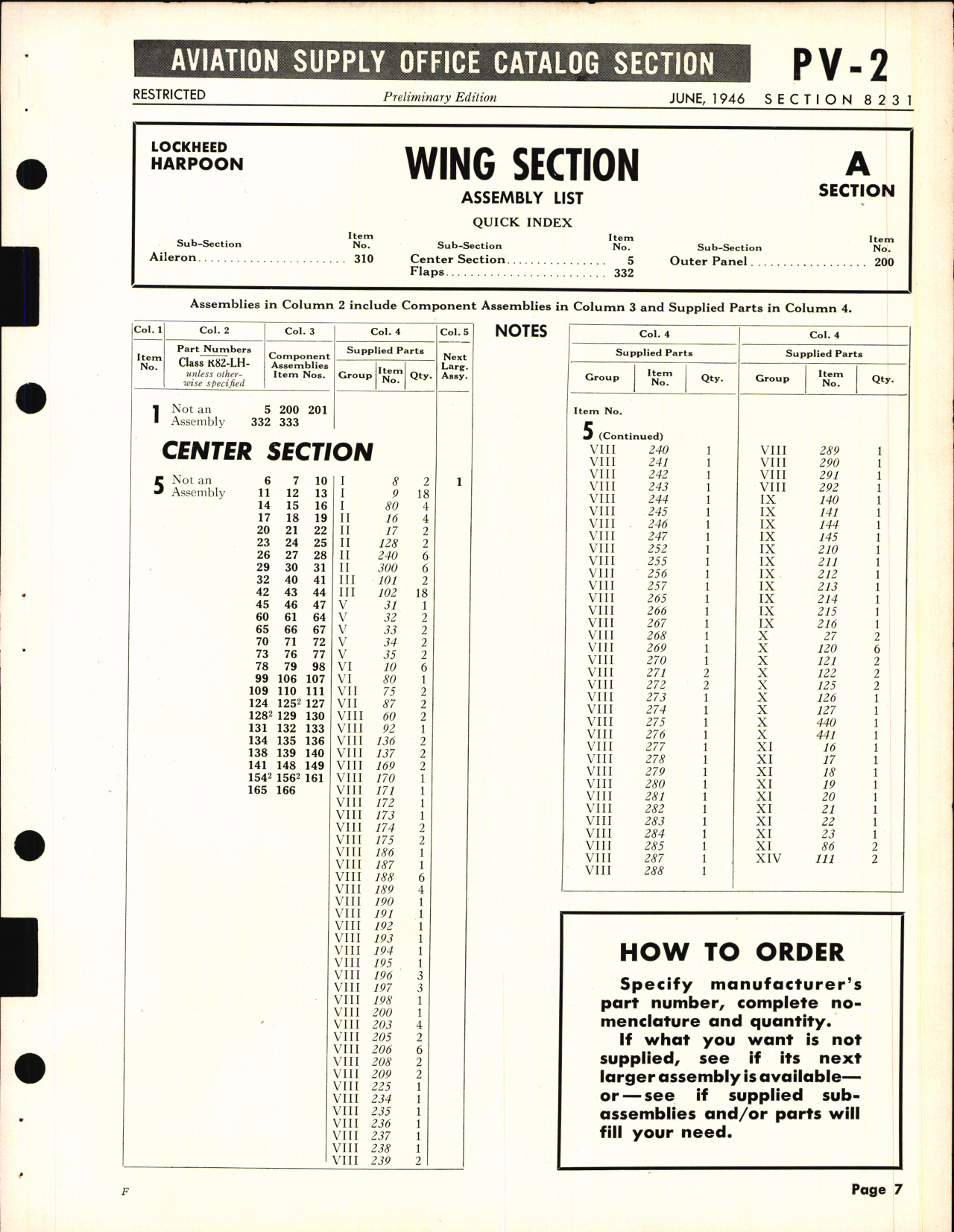 Sample page 7 from AirCorps Library document: PV-2 Harpoon Availability List and Airframe Spare Parts