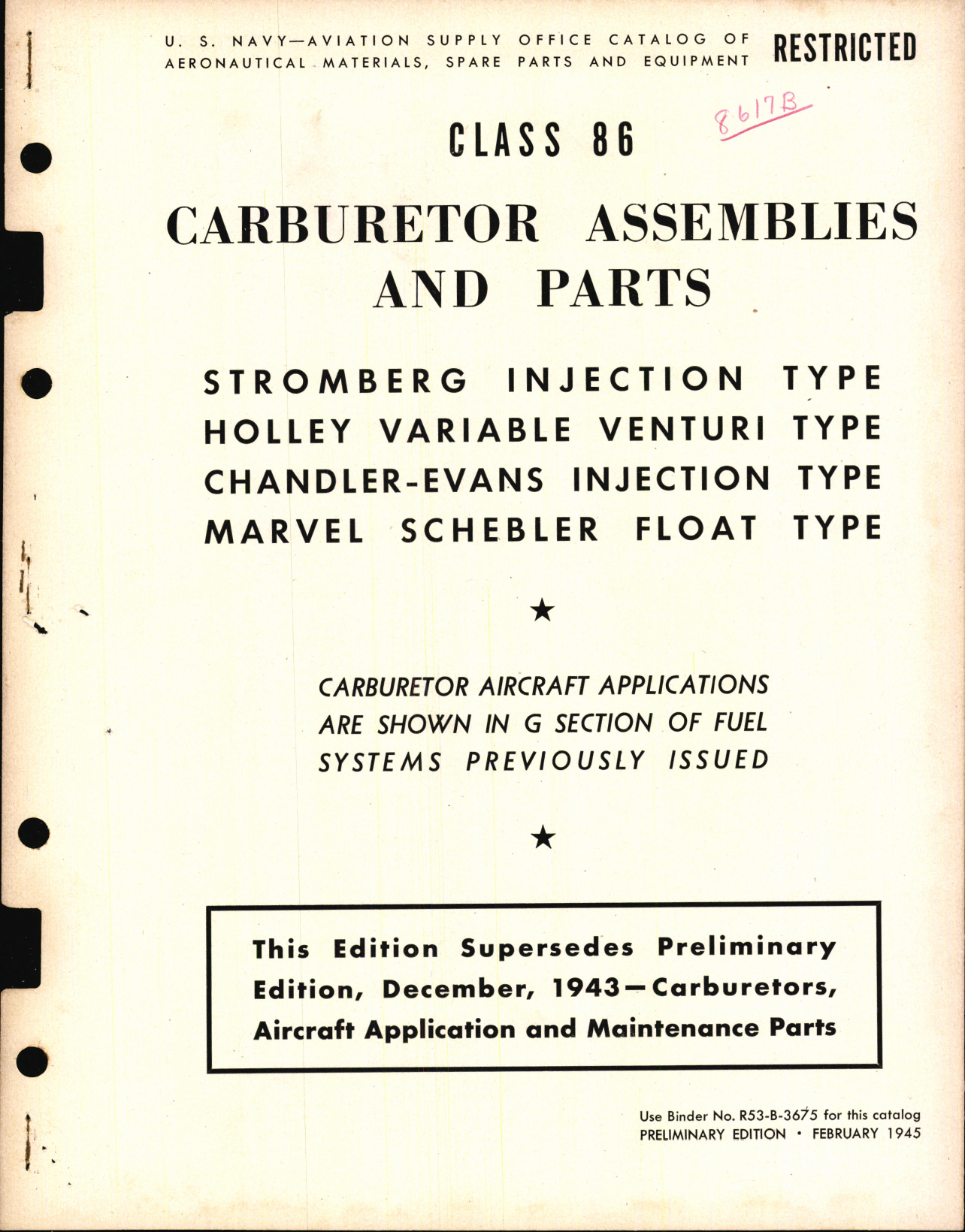 Sample page 1 from AirCorps Library document: Carburetor Assemblies and Parts 