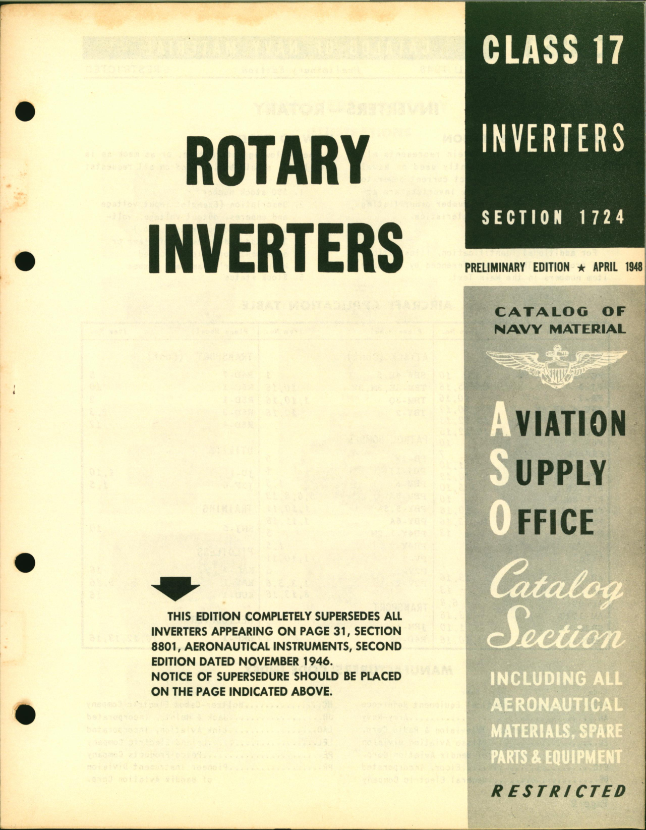 Sample page 1 from AirCorps Library document: Rotary Inverters