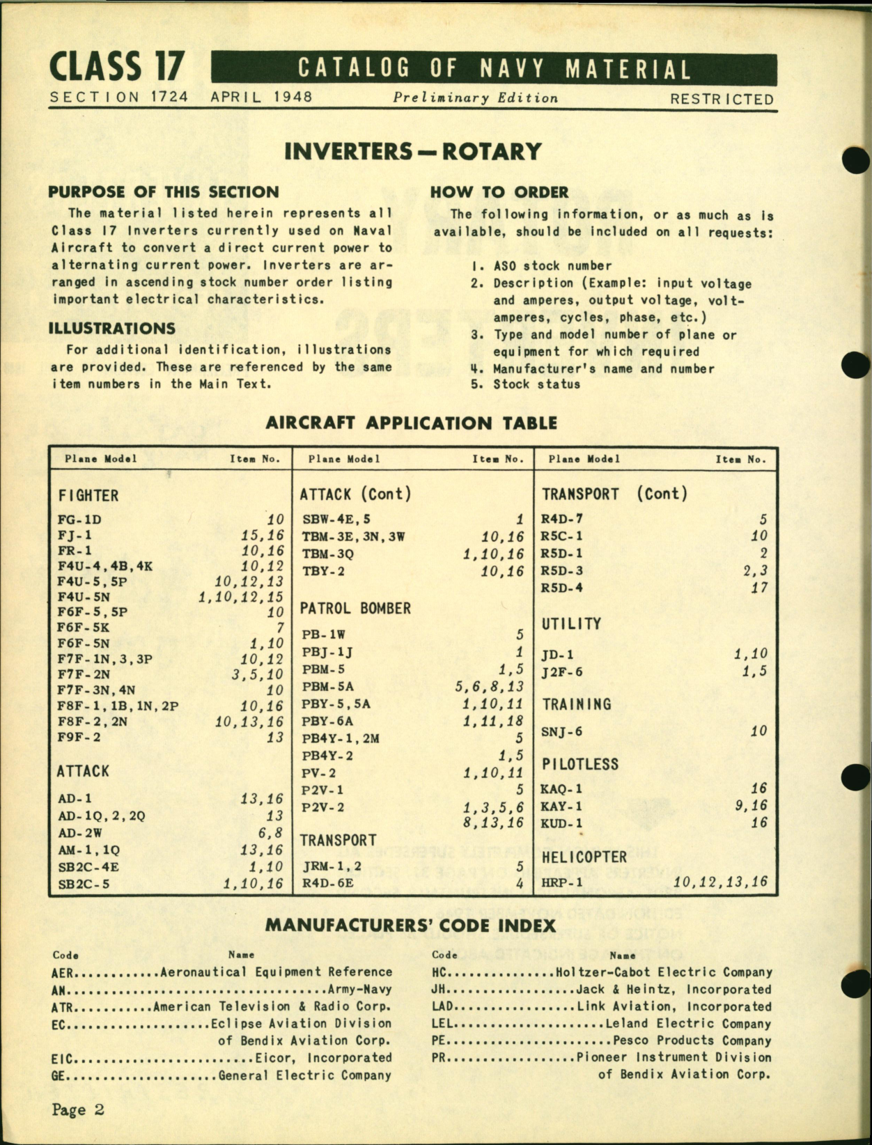 Sample page 2 from AirCorps Library document: Rotary Inverters
