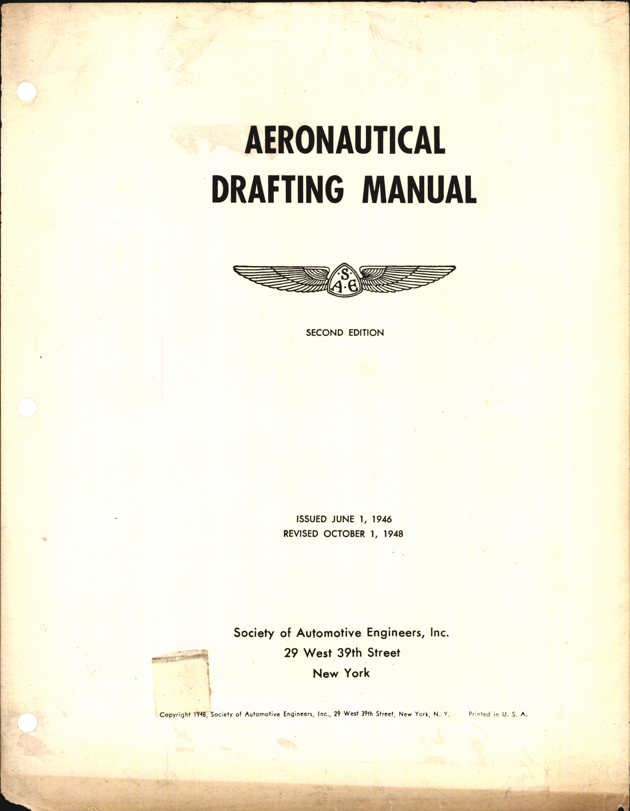 Sample page 1 from AirCorps Library document: Aeronautical Drafting Manual 