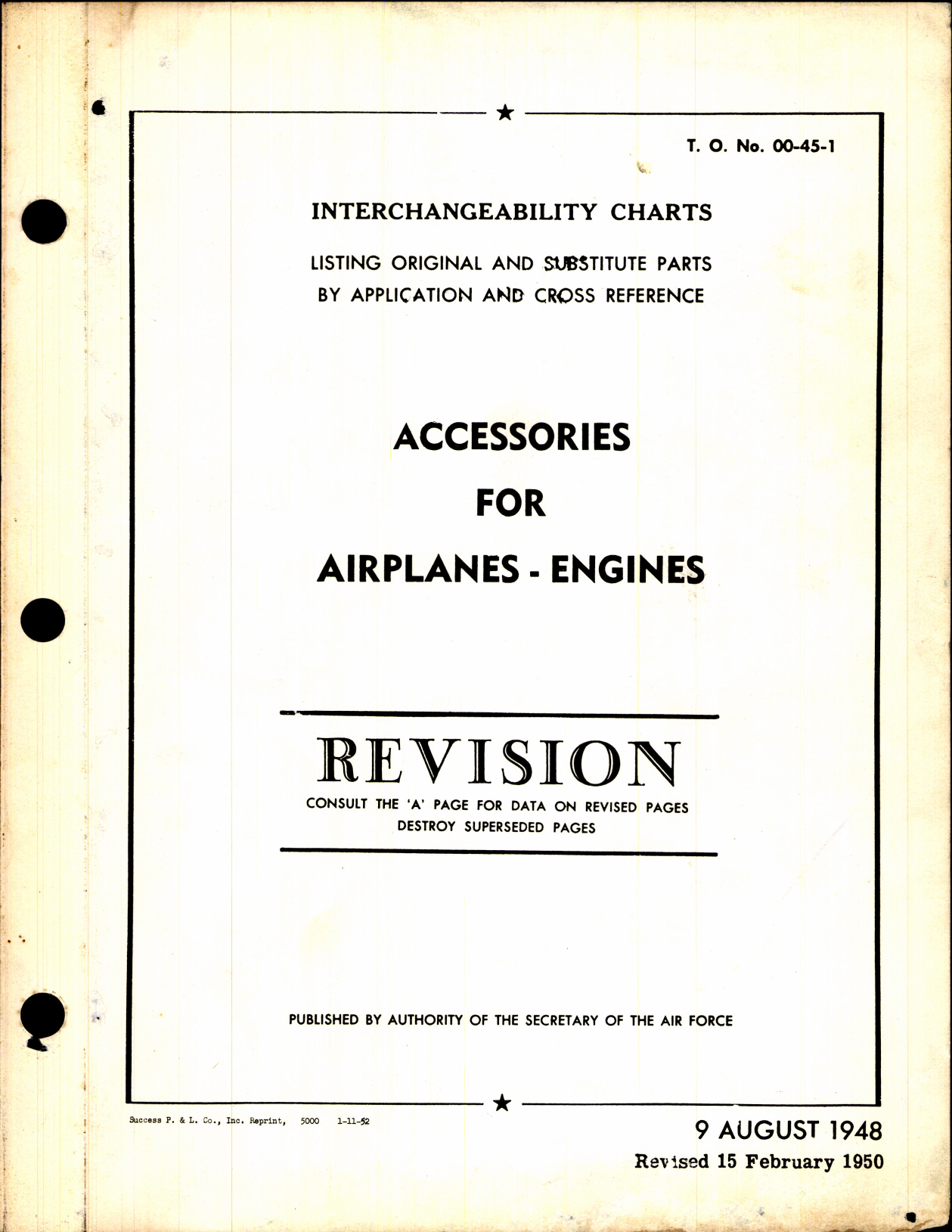 Sample page 1 from AirCorps Library document: Interchangeability Charts - Accessories for Aircraft Engines