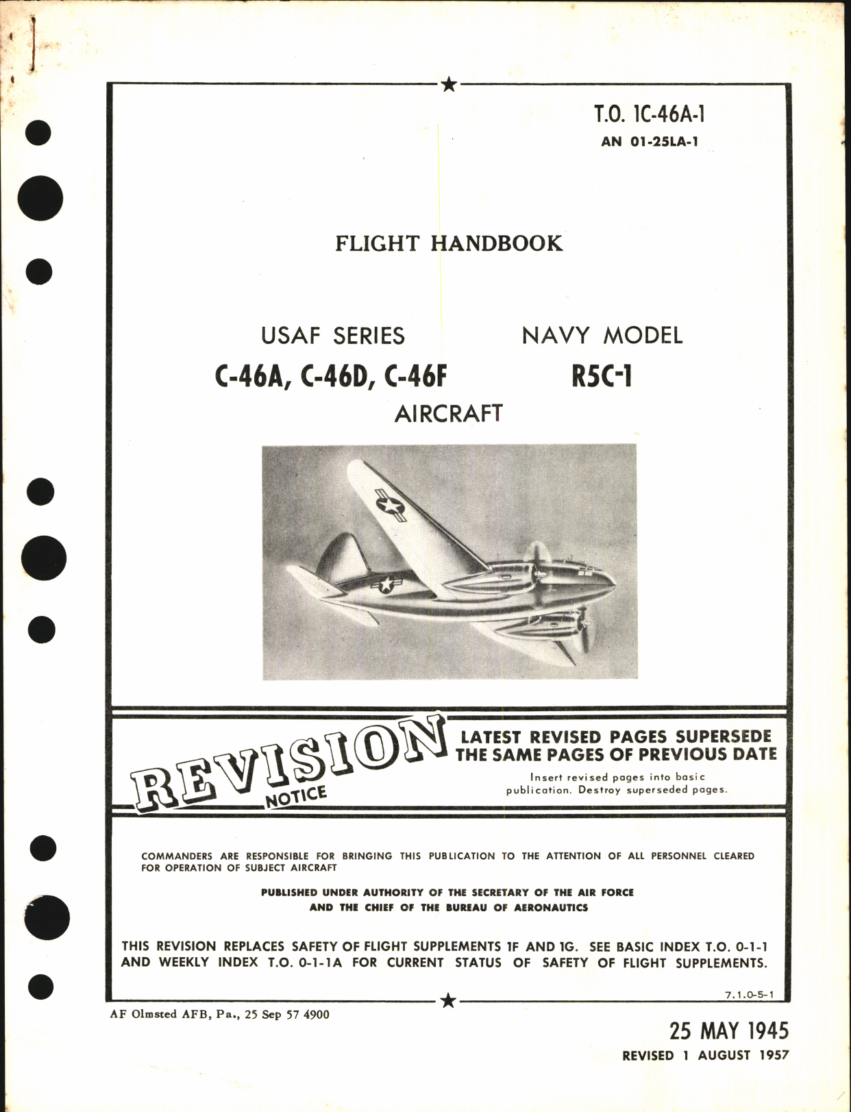 Sample page 1 from AirCorps Library document: Flight Handbook for C-46A, C-46D, C-46F, and R5C-1