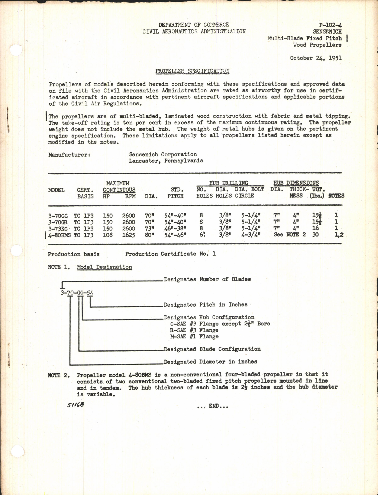 Sample page 1 from AirCorps Library document: Multi Blade Fixed Pitch Wood Propellers