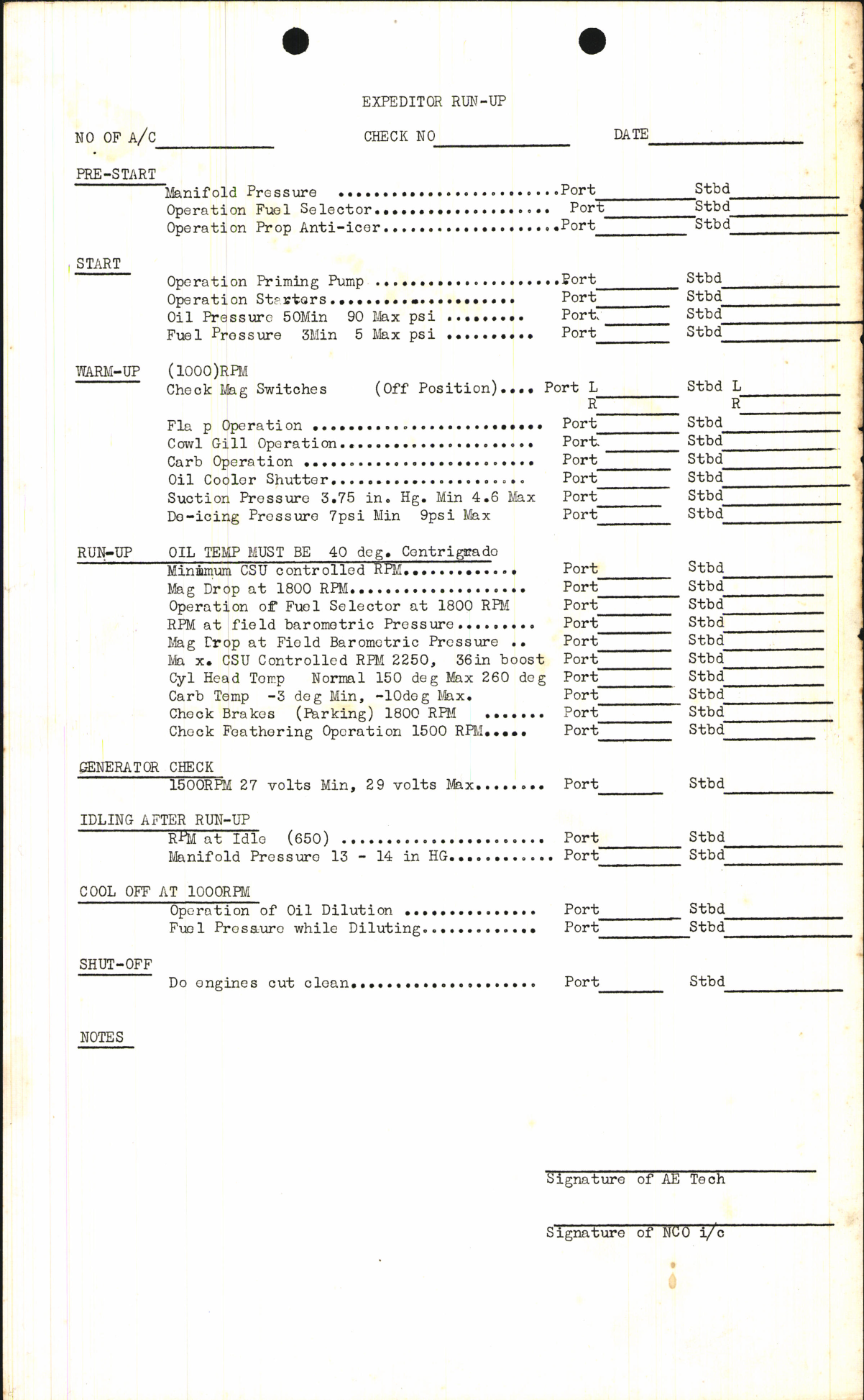 Sample page 1 from AirCorps Library document: Expeditor Run Up