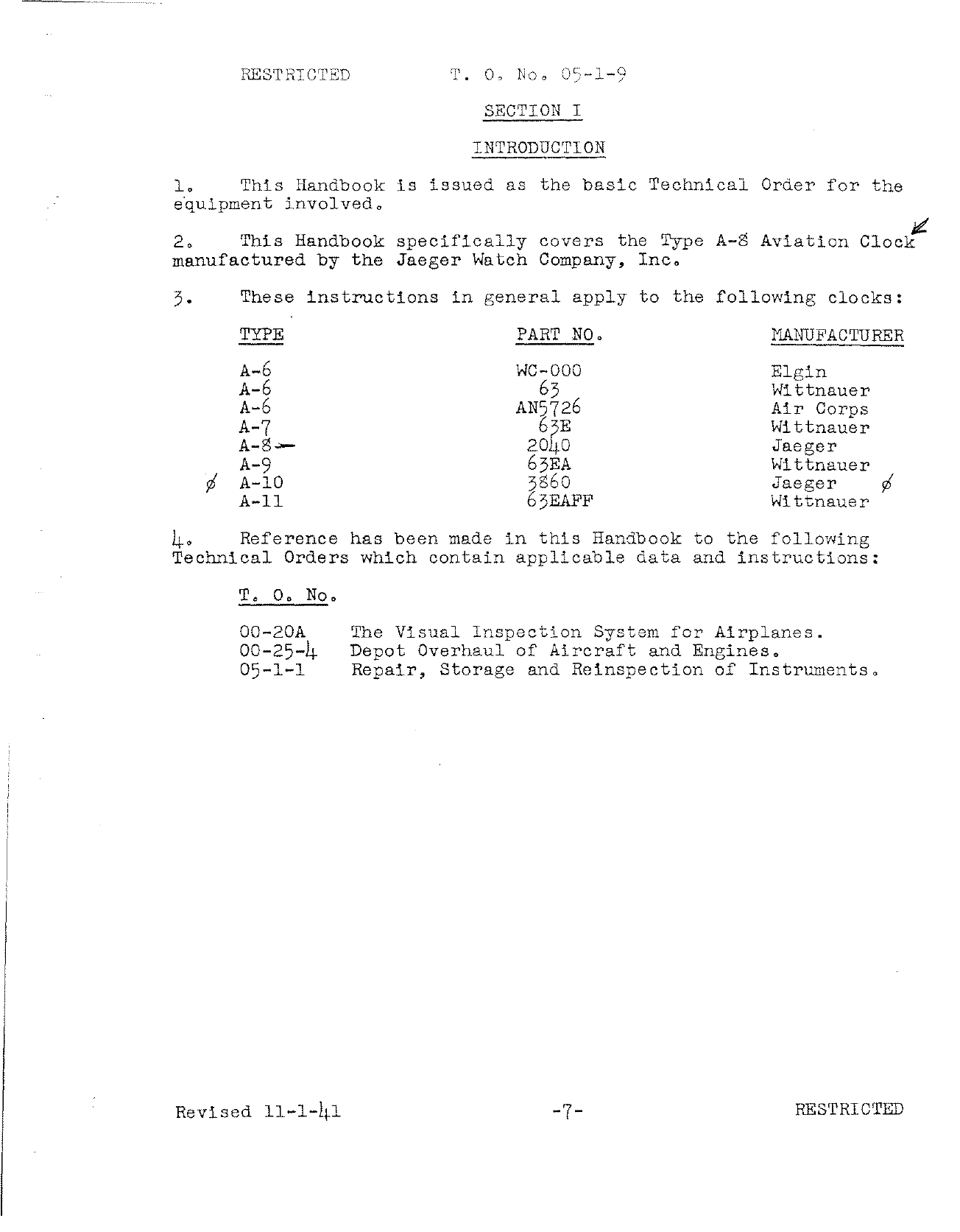 Sample page 6 from AirCorps Library document: Handbook of Instructions with Parts Catalog for Aircraft Clocks (Jaeger)