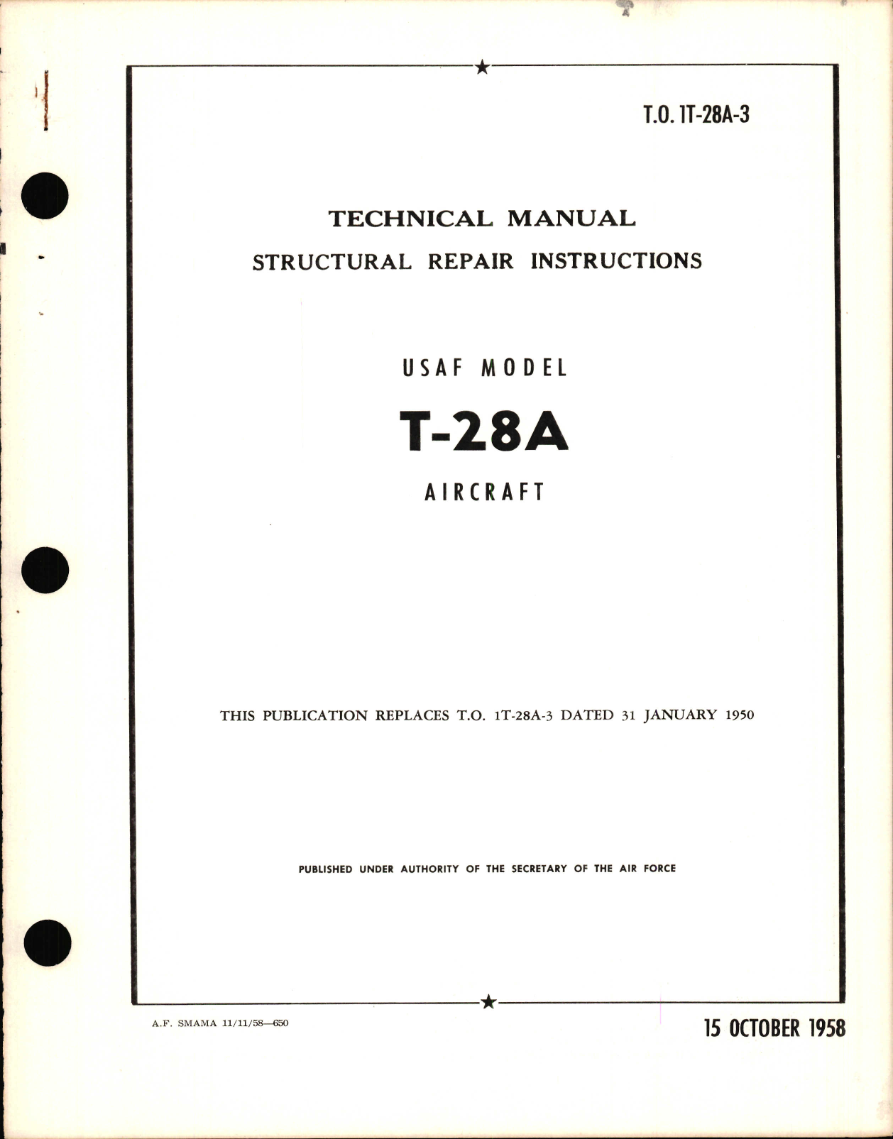 Sample page 1 from AirCorps Library document: Structural Repair Instructions Manual for T-28A