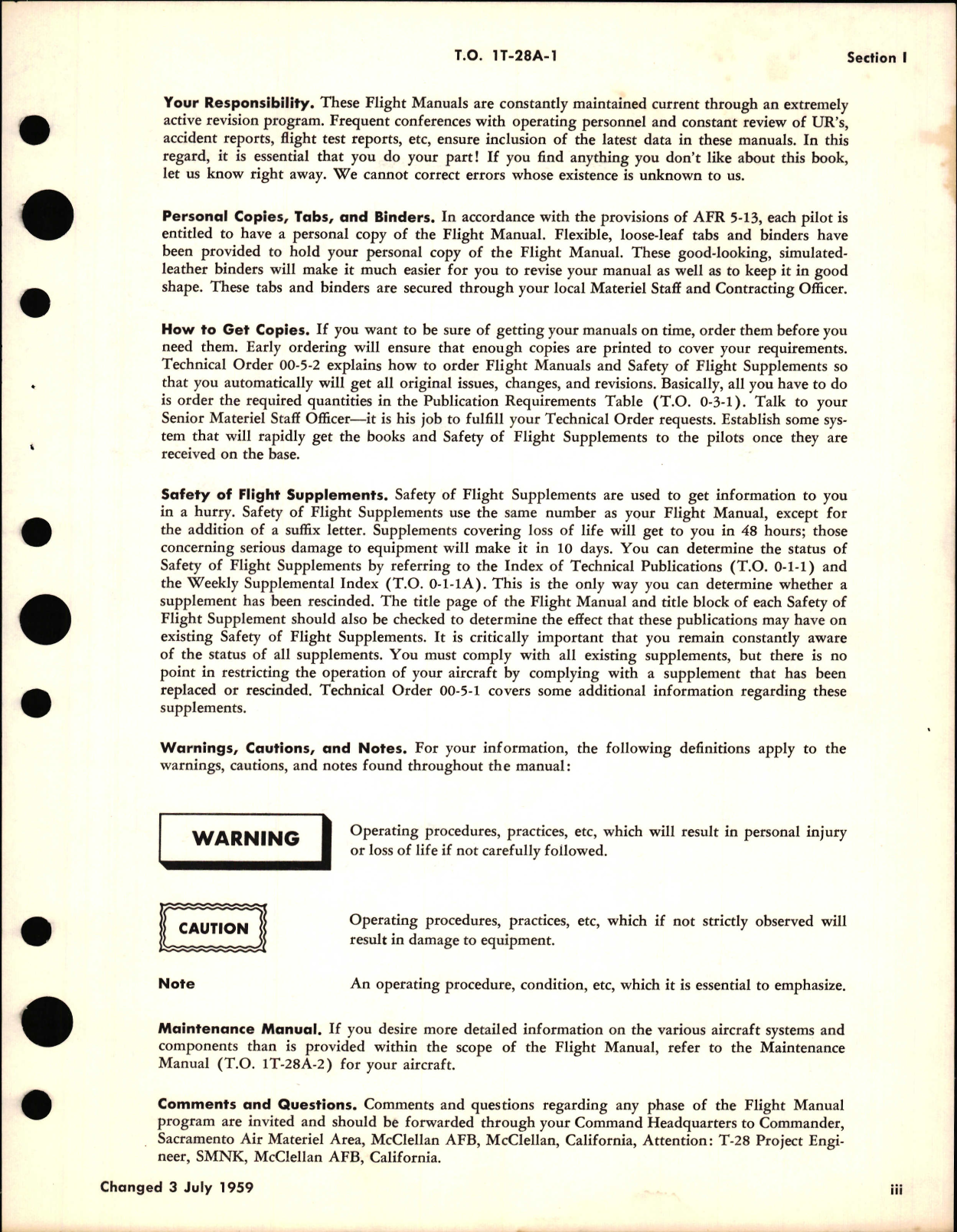 Sample page 5 from AirCorps Library document: Flight Manual for T-28A