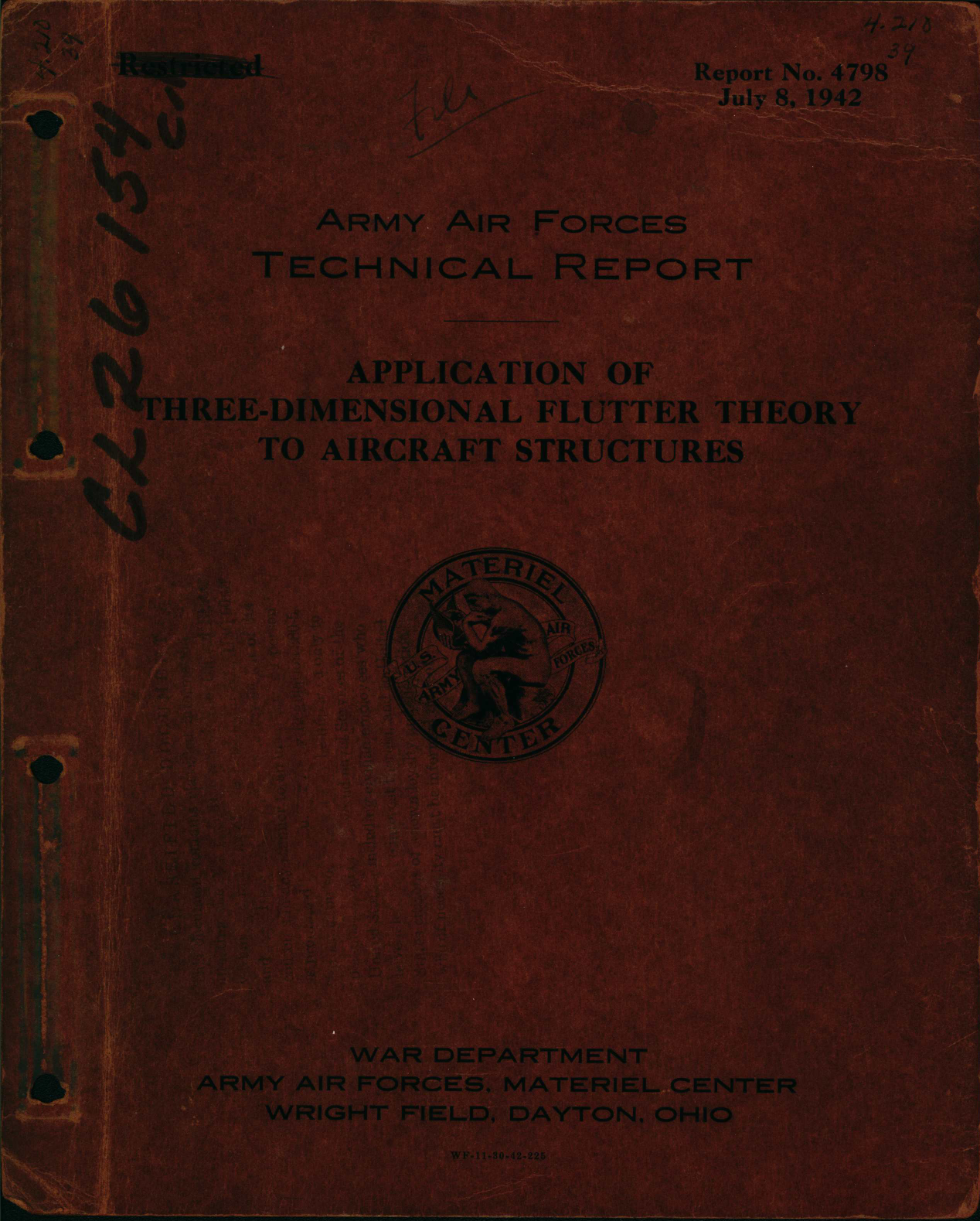 Sample page 1 from AirCorps Library document: Application of Three-Dimensional Flutter Theory To Aircraft Structures