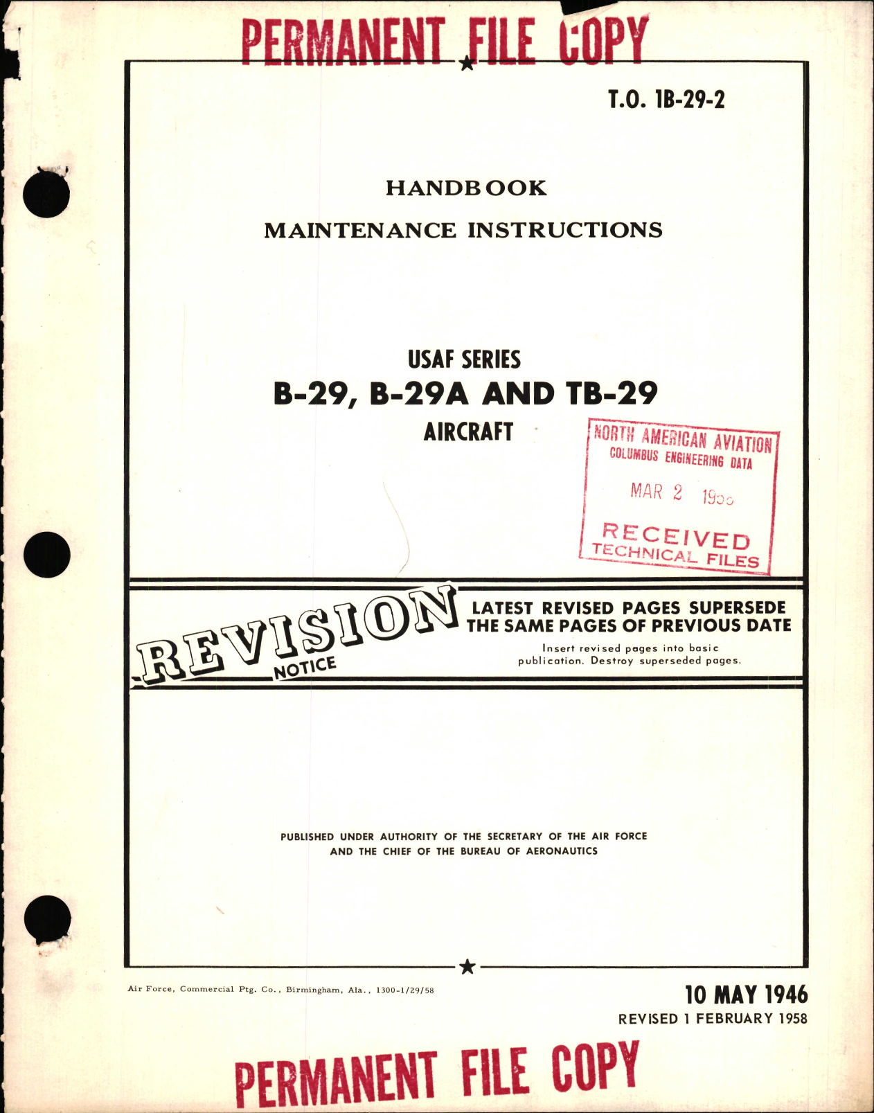 Sample page 1 from AirCorps Library document: Maintenance Instructions for B-29, B-29A, and TB-29 
