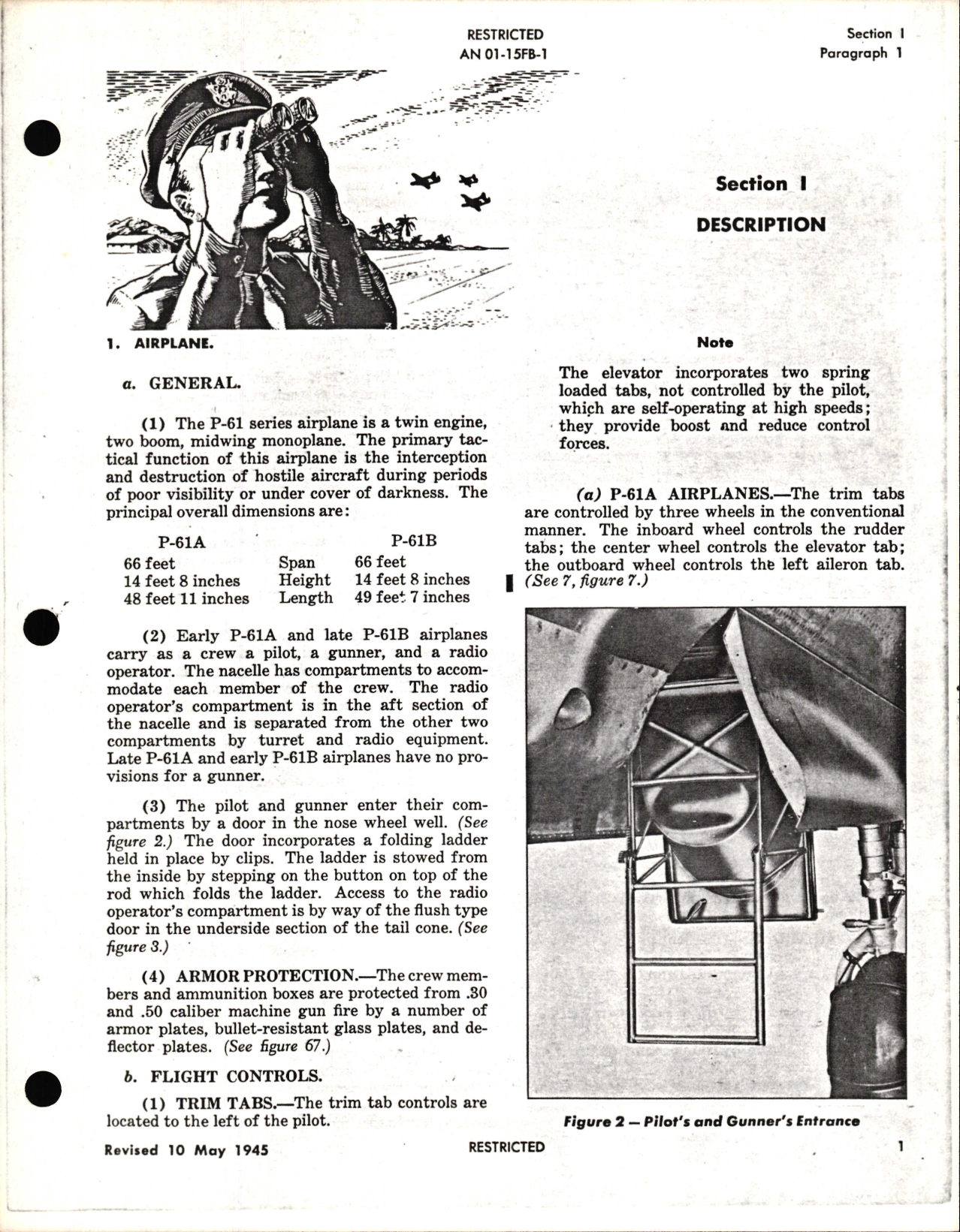 Sample page 5 from AirCorps Library document: Pilot's Flight Operating Instructions for P-61A and P-61B