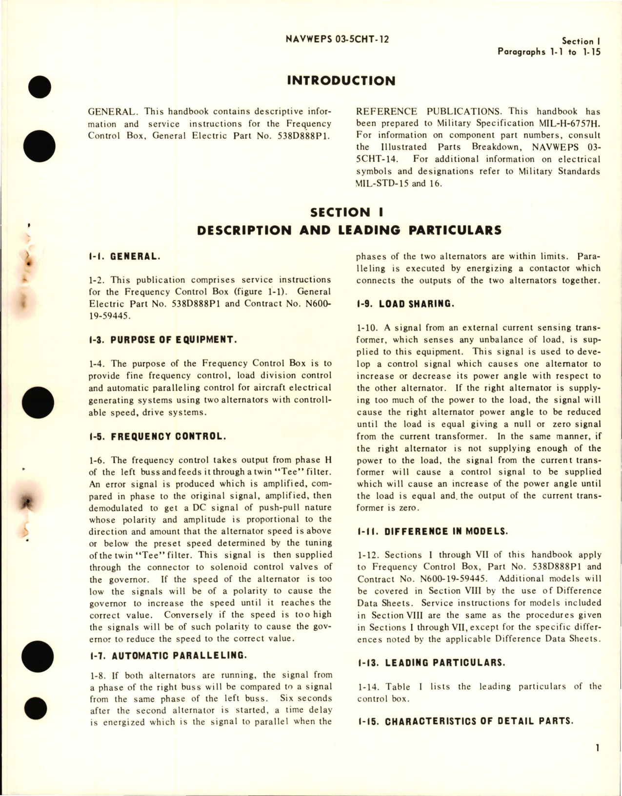 Sample page 5 from AirCorps Library document: Operation and Service Instructions for Frequency Control Box for 538D888P1