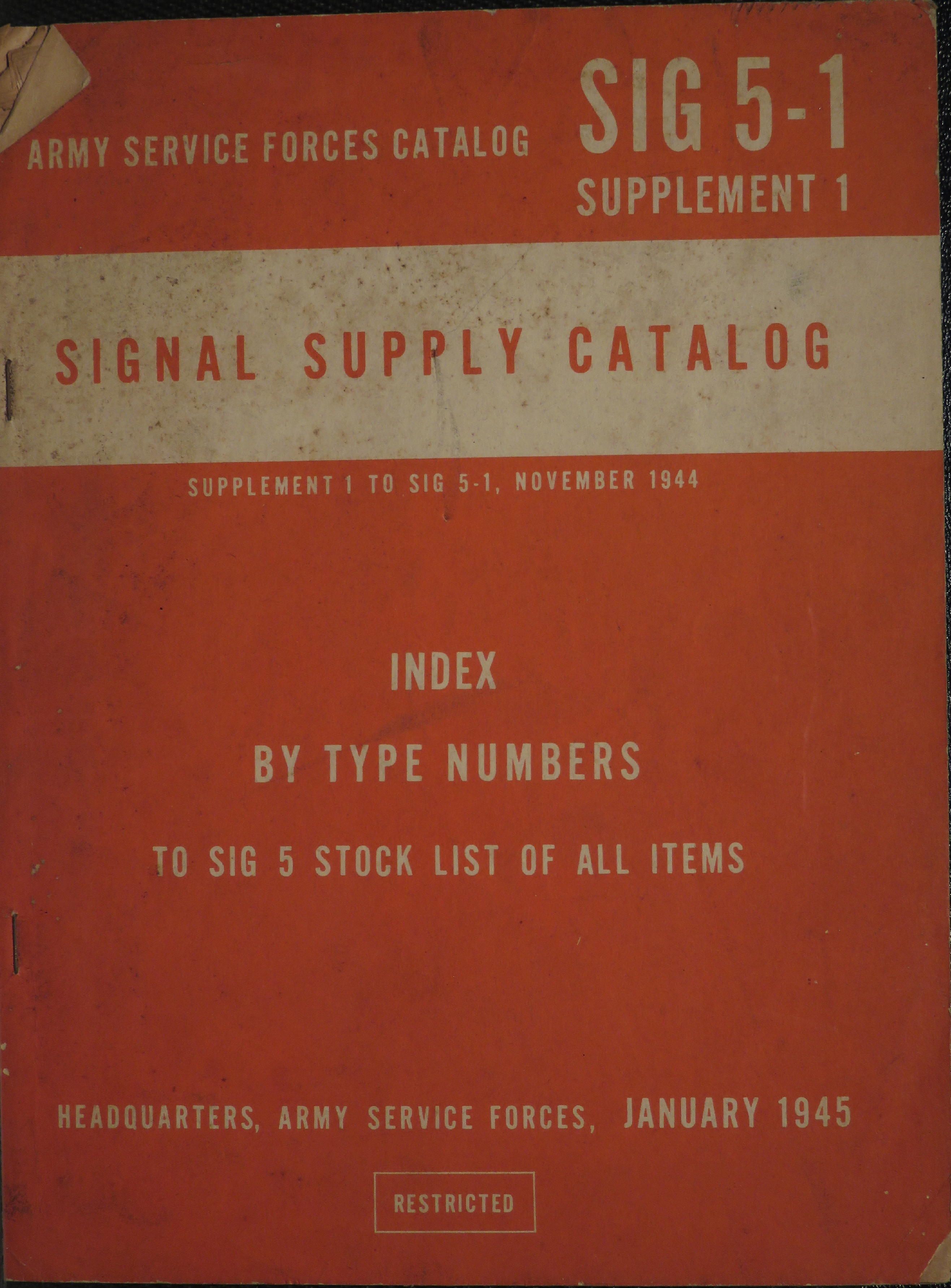 Sample page 1 from AirCorps Library document: Army Air Forces Signal Supply Catalog Index by Type Numbers