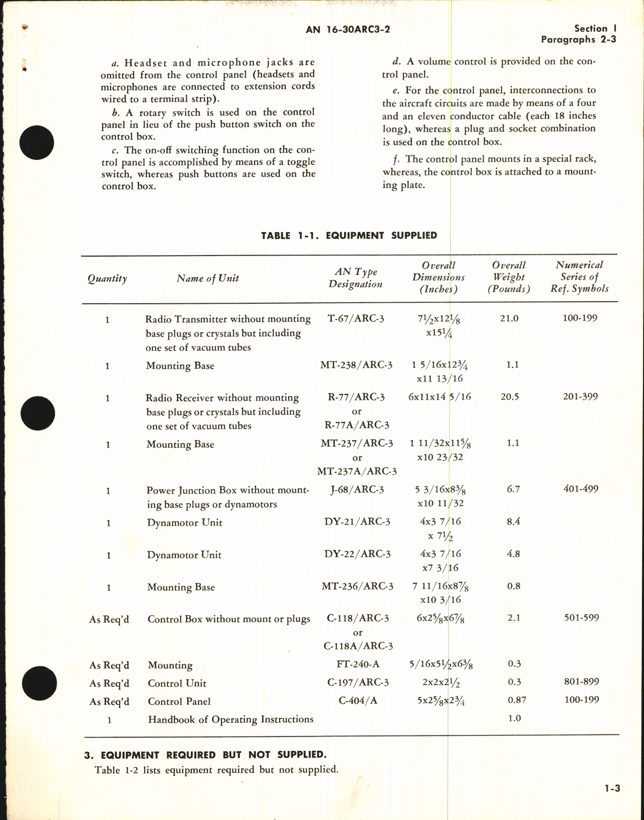Sample page 7 from AirCorps Library document: Operating Instructions for Radio Set AN/ARC-3