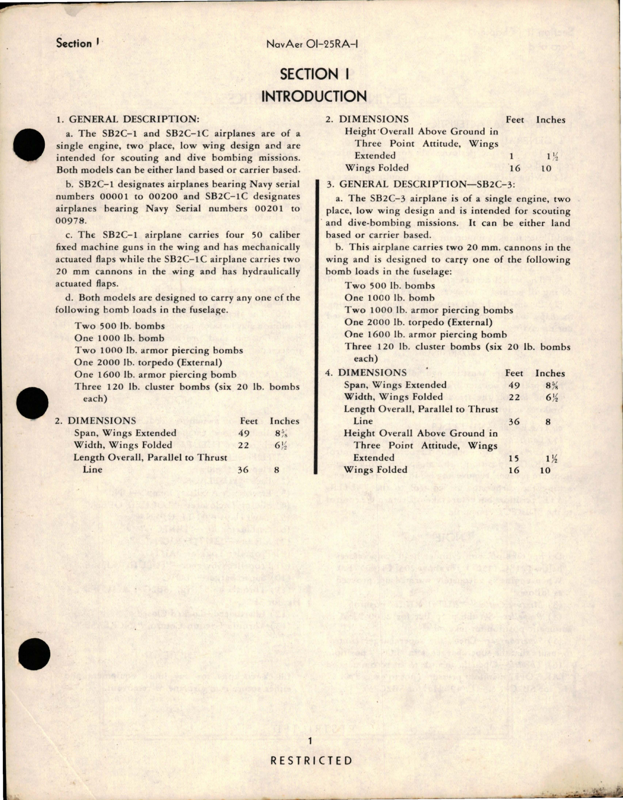 Sample page 5 from AirCorps Library document: Pilot's Handbook of Flight Operating Instructions for SB2C-1, SB2C-1C, SB2C-3, SBF-1, SBF-2, SBW-1, SBW-2 and Helldiver