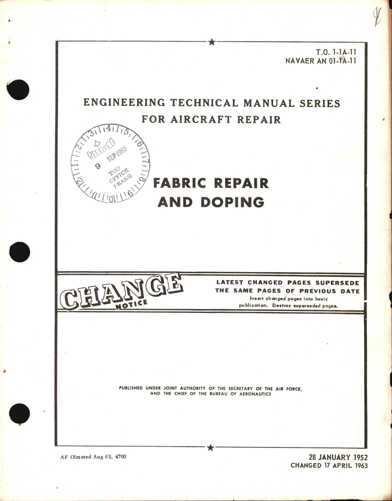 Sample page 1 from AirCorps Library document: Engineering and Technical Manual for Fabric Repair and Doping
