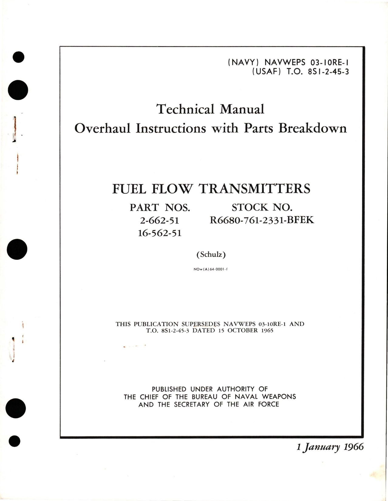 Sample page 1 from AirCorps Library document: Overhaul Instructions with Parts Breakdown for Fuel Flow Transmitters - Parts 2-662-51, 16-562-51 
