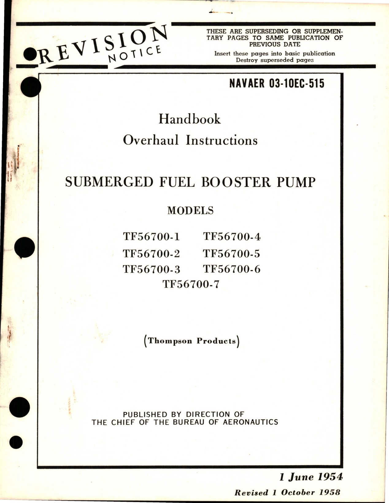Sample page 1 from AirCorps Library document: Overhaul Instructions for Submerged Fuel Booster Pump