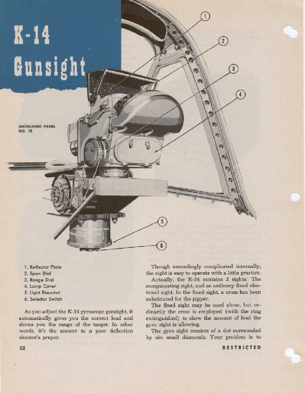 Sample page 1 from AirCorps Library document: K-14 Gunsight Technical Document
