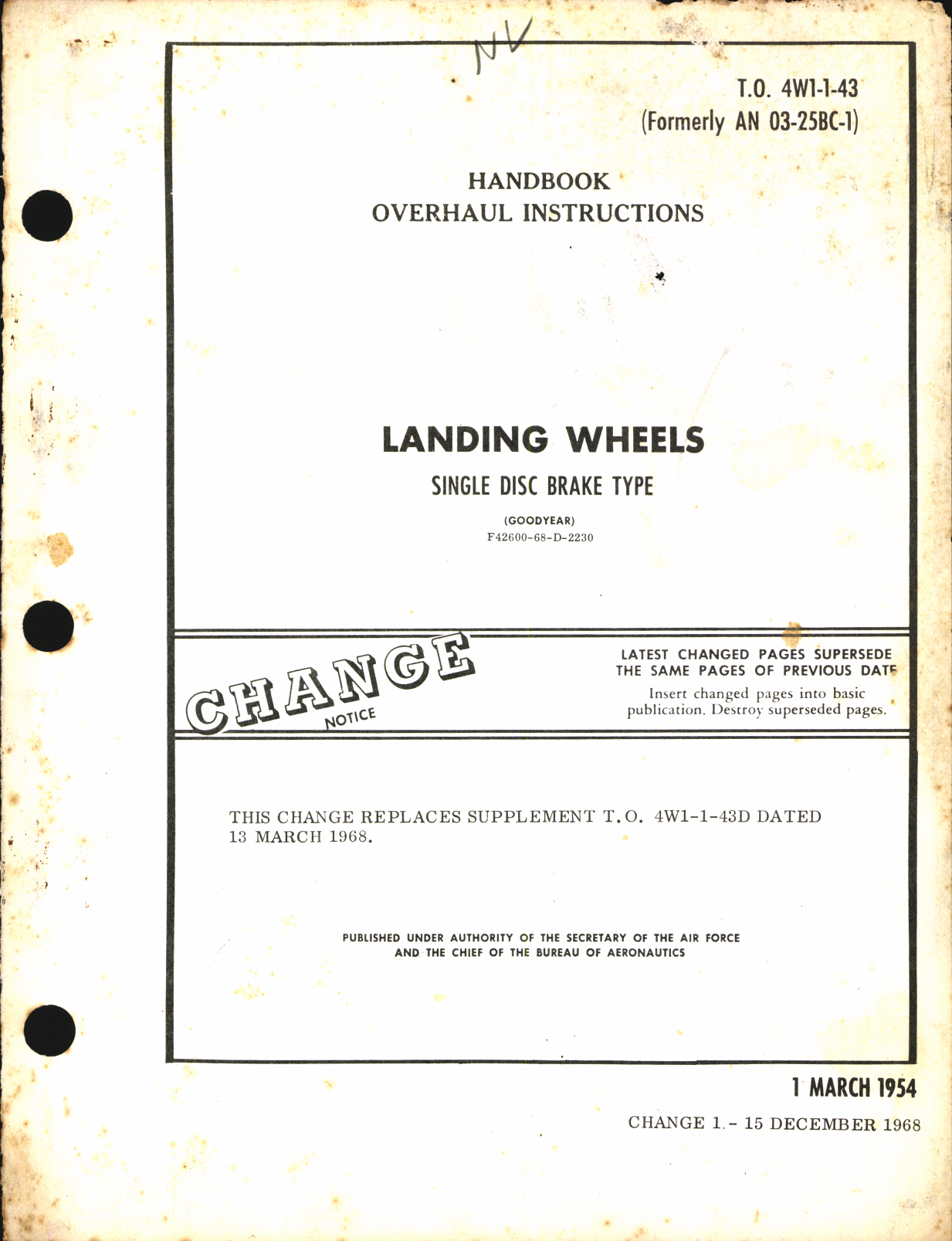 Sample page 1 from AirCorps Library document: Overhaul Instructions for Landing Wheels - Single Disc Brake Type