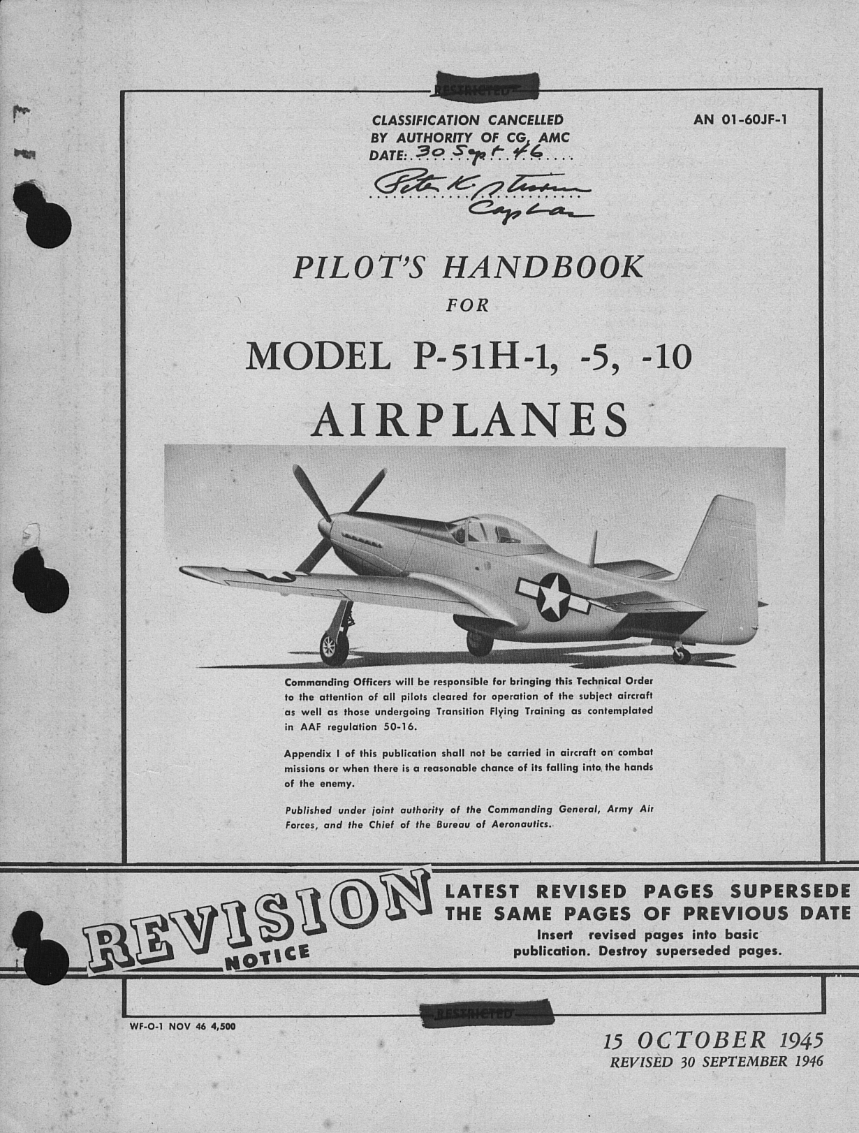 Sample page 1 from AirCorps Library document: Pilot's Handbook for P-51H-1, -5, and -10 Airplanes