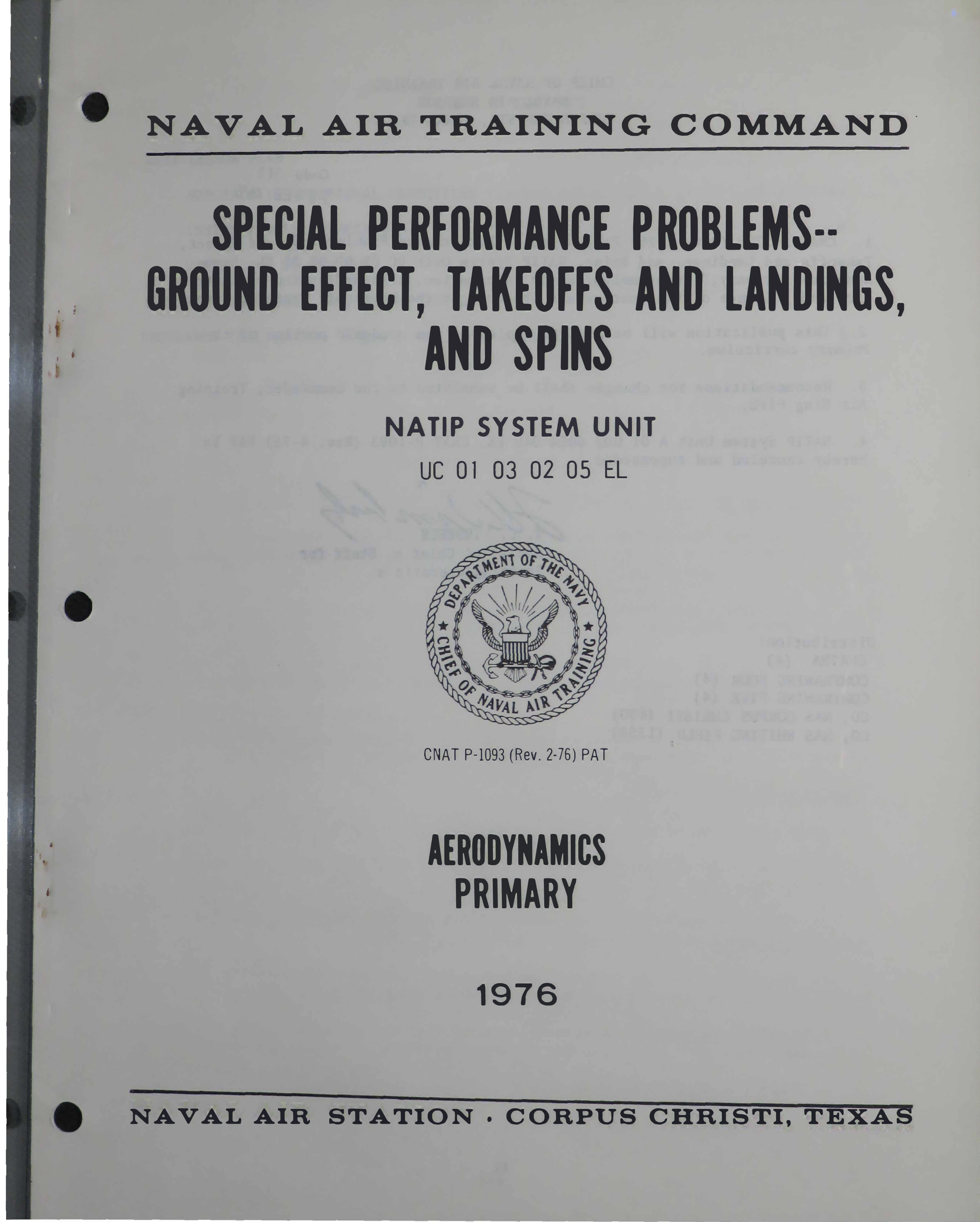 Sample page 1 from AirCorps Library document: Special Performance Problems - Ground Effect, Takeoffs, Landings, and Spins