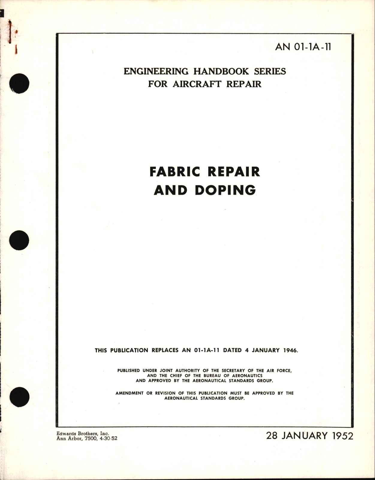 Sample page 1 from AirCorps Library document: Fabric Repair and Doping