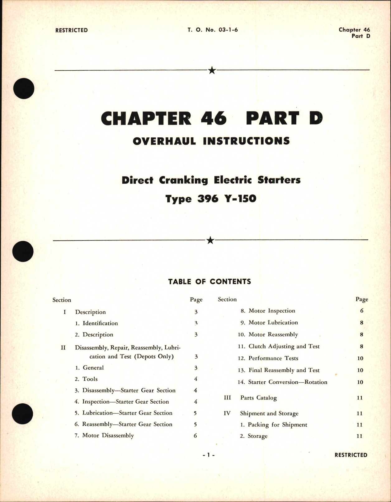 Sample page 1 from AirCorps Library document: Overhaul Instructions for Direct Cranking Electric Starters, Chapter 46 Part D