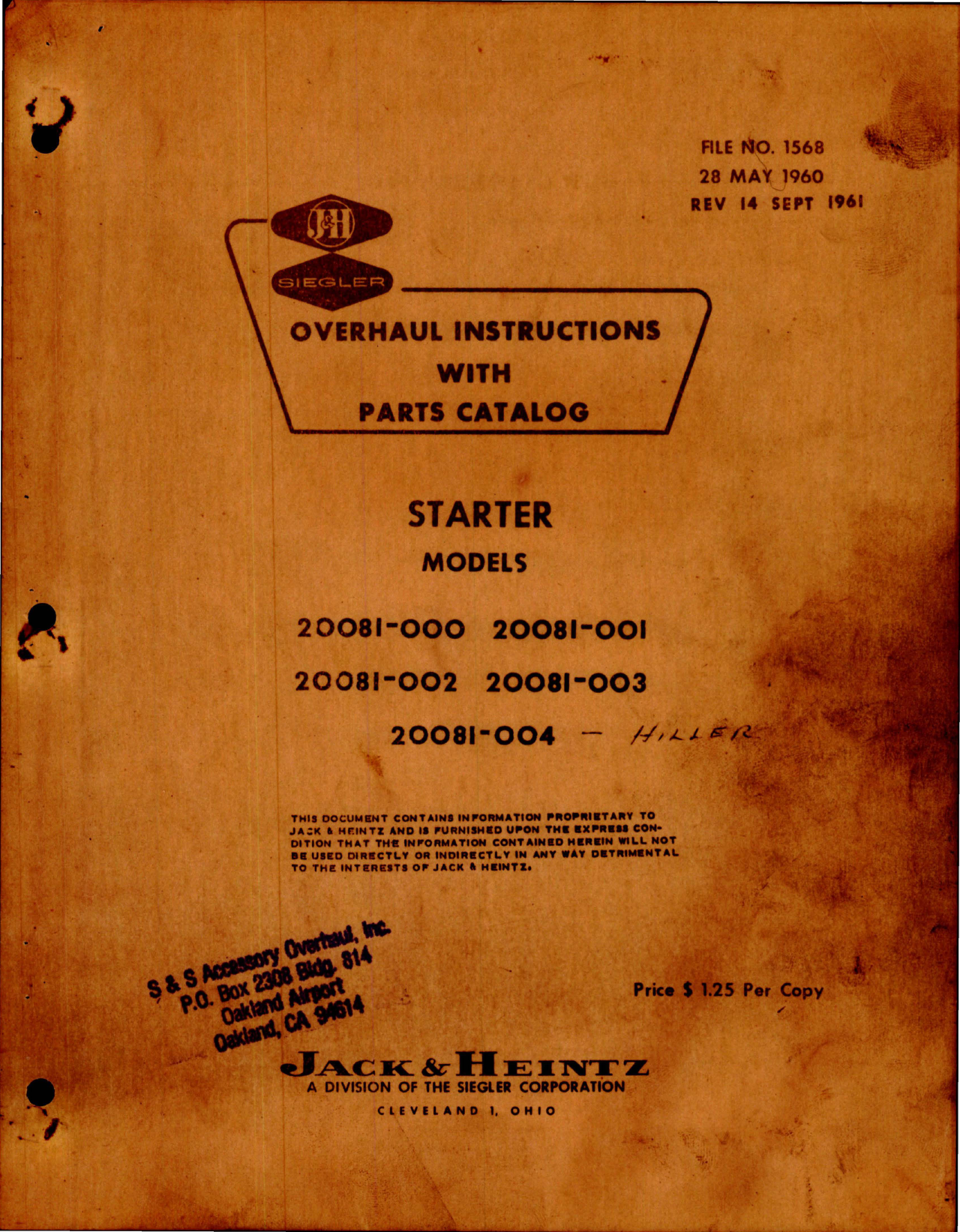 Sample page 1 from AirCorps Library document: Overhaul Instructions with Parts Catalog for Starter 