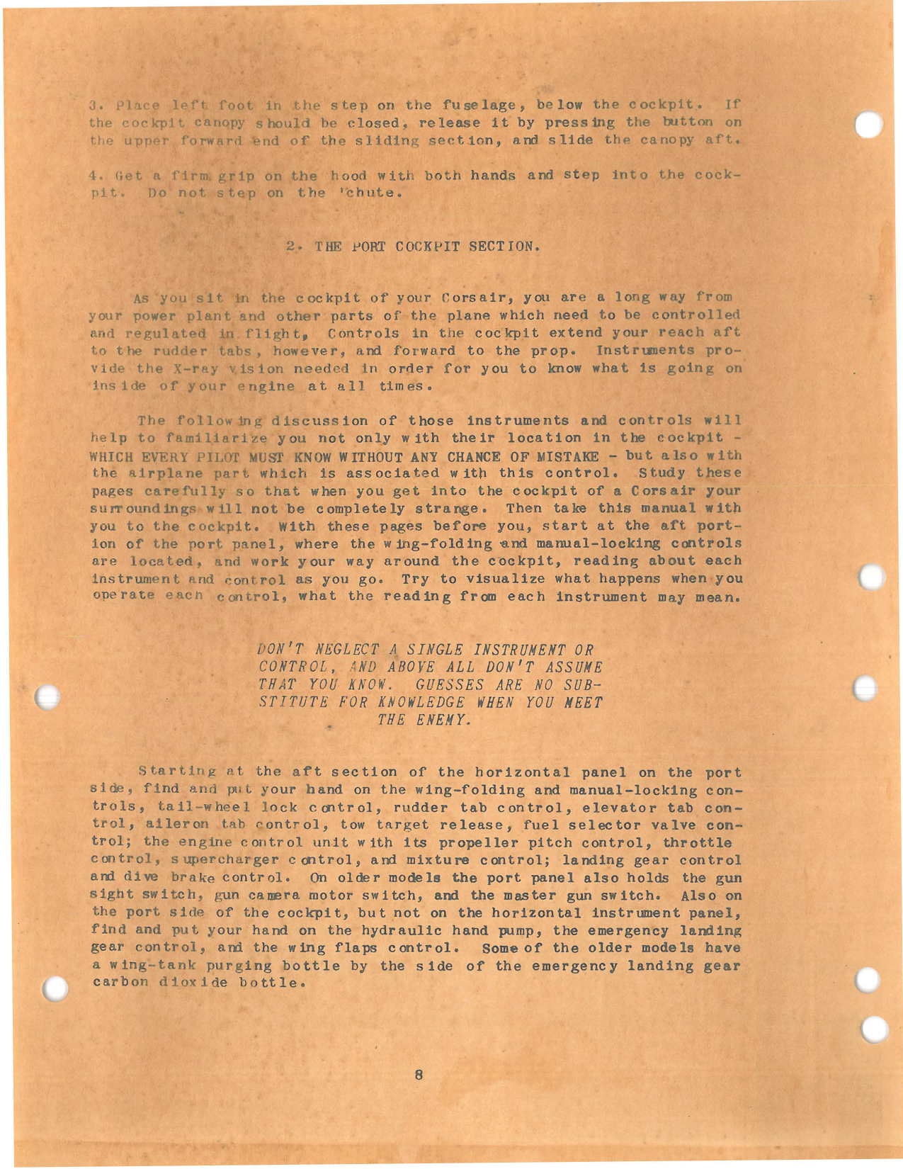 Sample page 1 from AirCorps Library document: Pilot Training Manual for F4U Corsair 