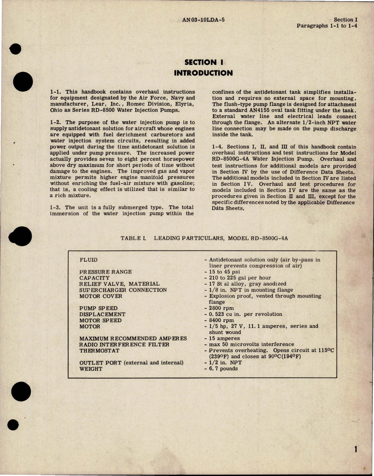 Sample page 5 from AirCorps Library document: Overhaul Instructions for Fully Submerged Type Water Injection Pump - Series R-8500 