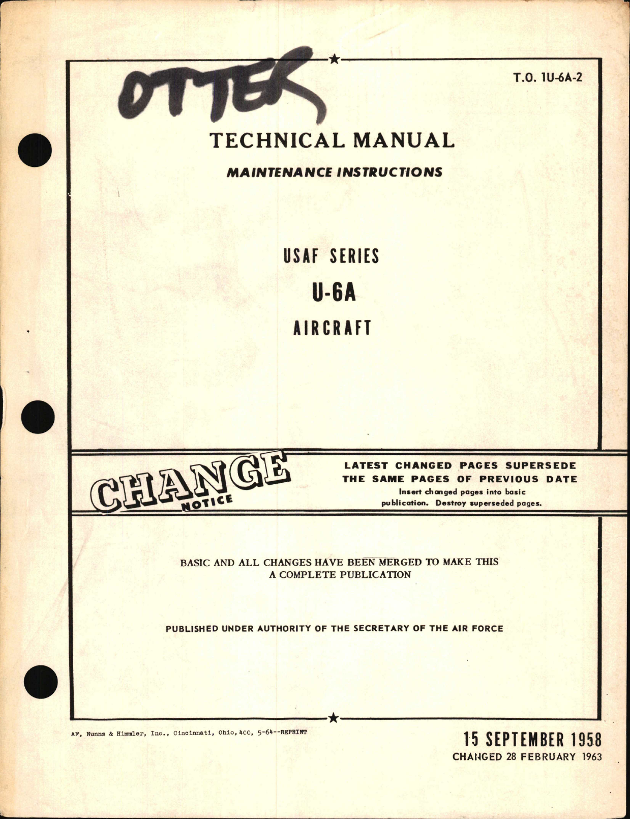 Sample page 1 from AirCorps Library document: Maintenance Instructions for U-6A