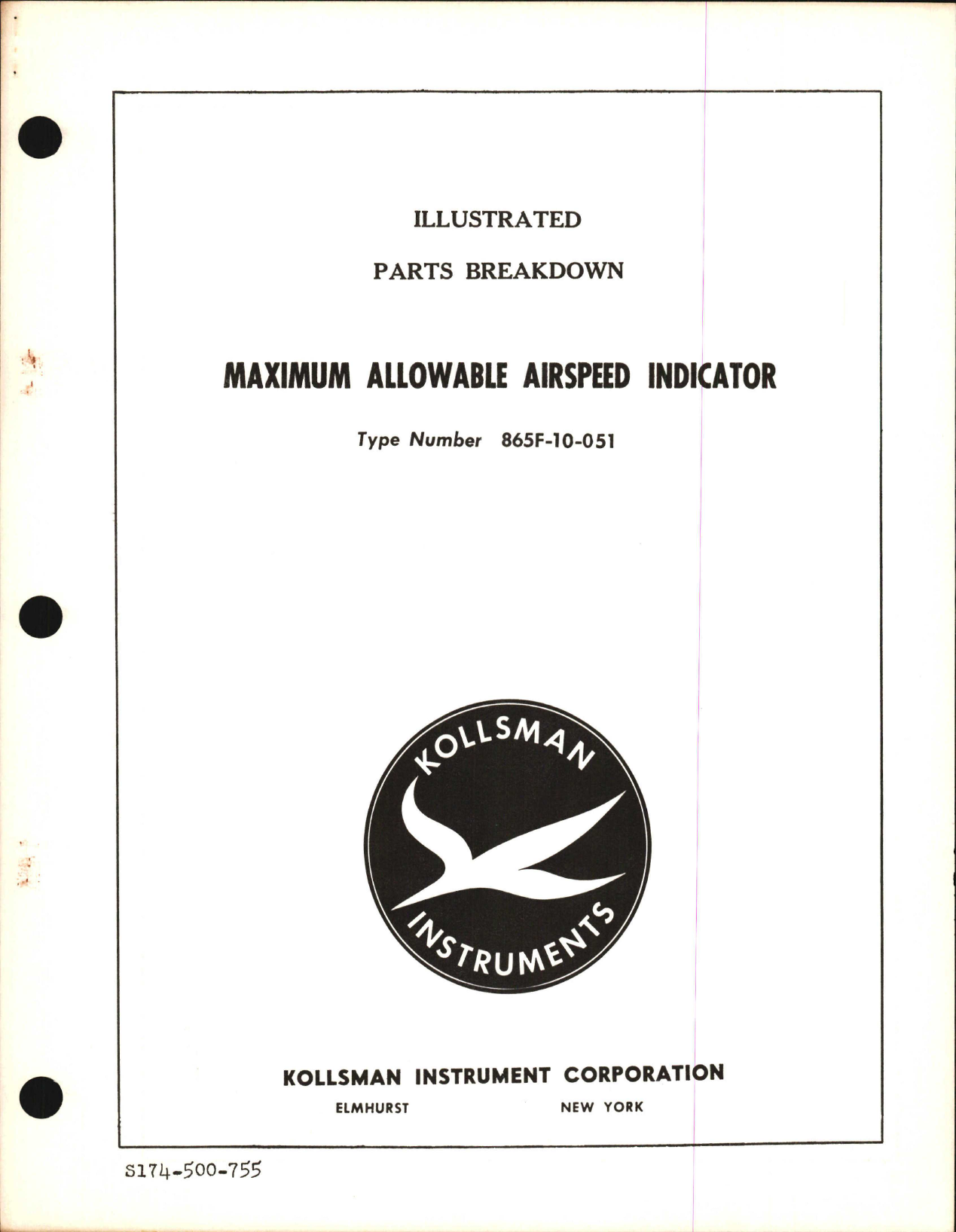 Sample page 1 from AirCorps Library document: Illustrated Parts Breakdown for Maximum Allowable Airspeed Indicator 