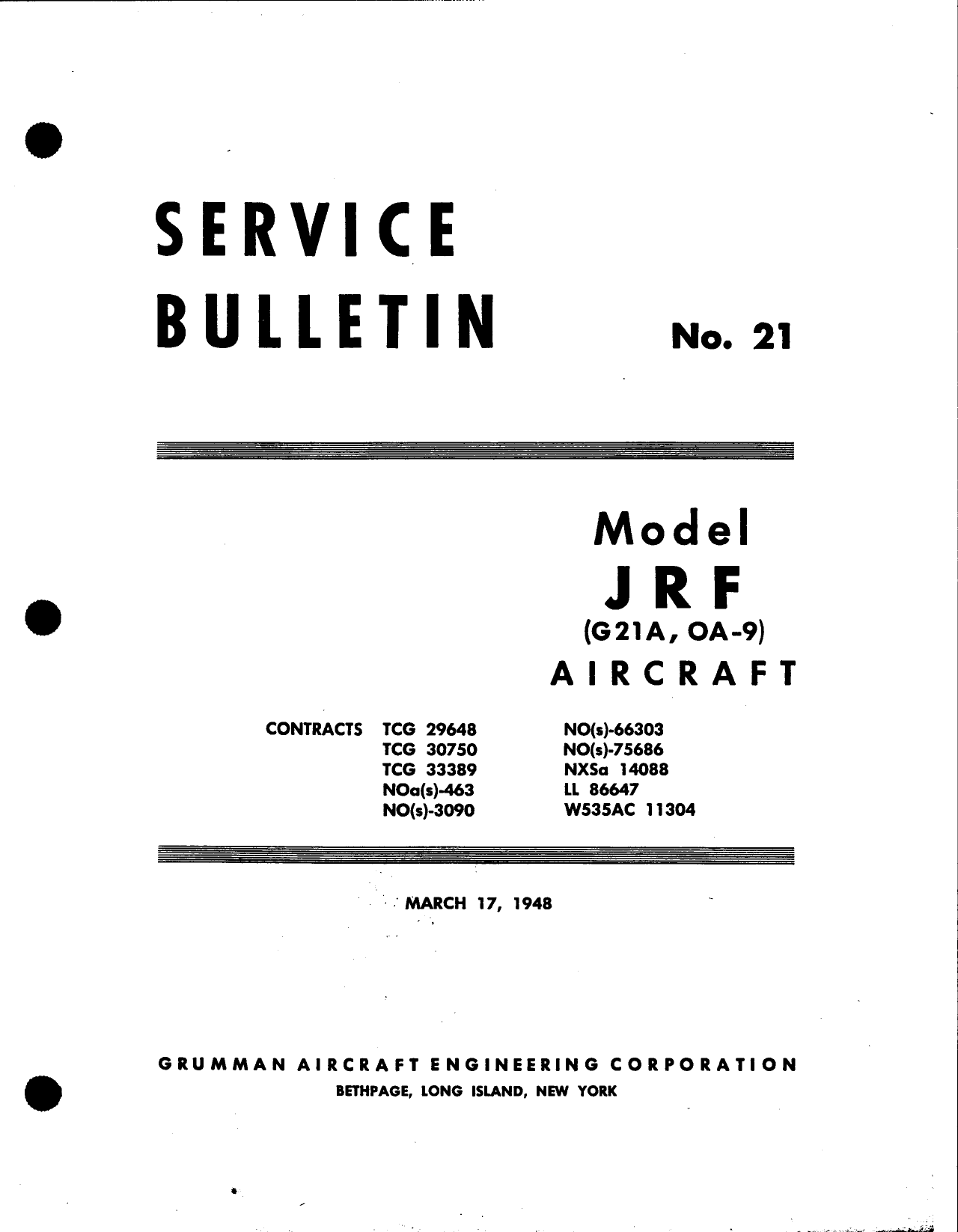 Sample page 1 from AirCorps Library document: Inspection and Replacement of Tail Upper Terminal Stabilizer Struts for Model JRF, G-21A, and OA-9