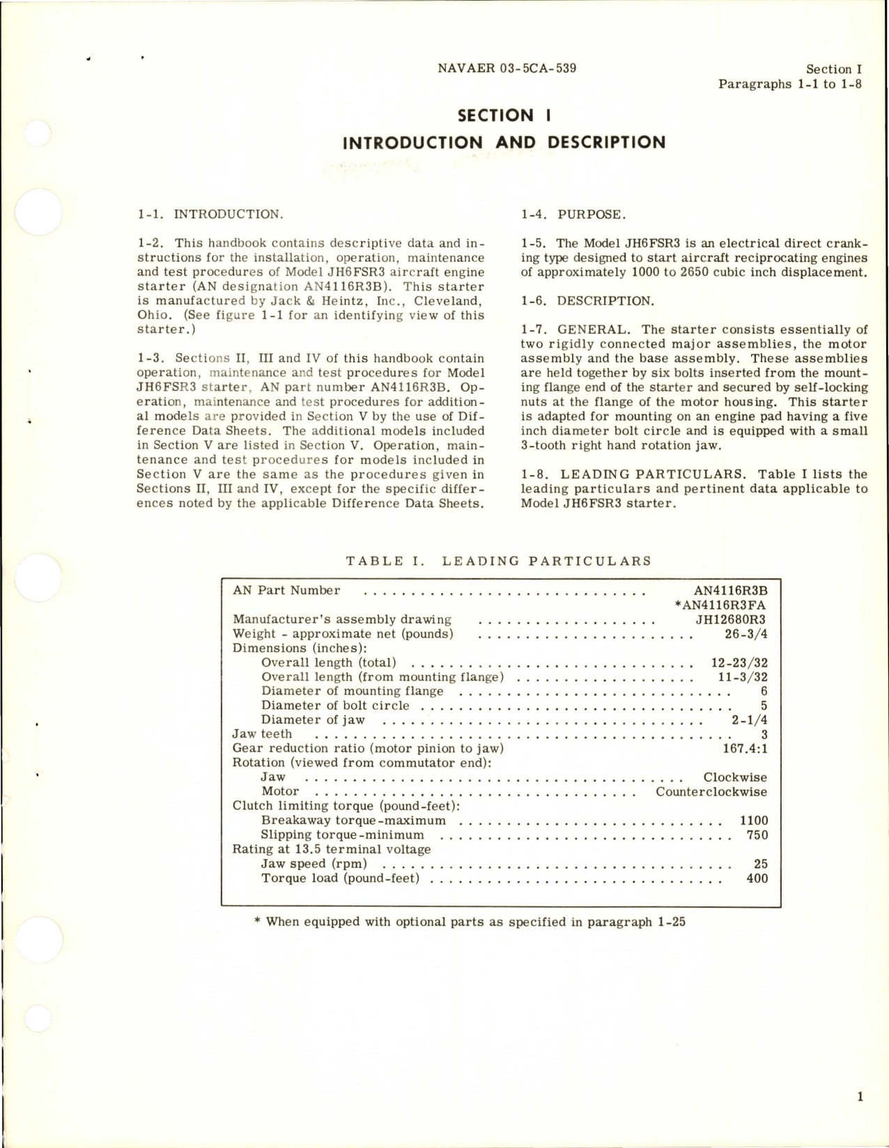 Sample page 5 from AirCorps Library document: Operation and Service Instructions for Aircraft Engine Starter - Model JH 6 Series