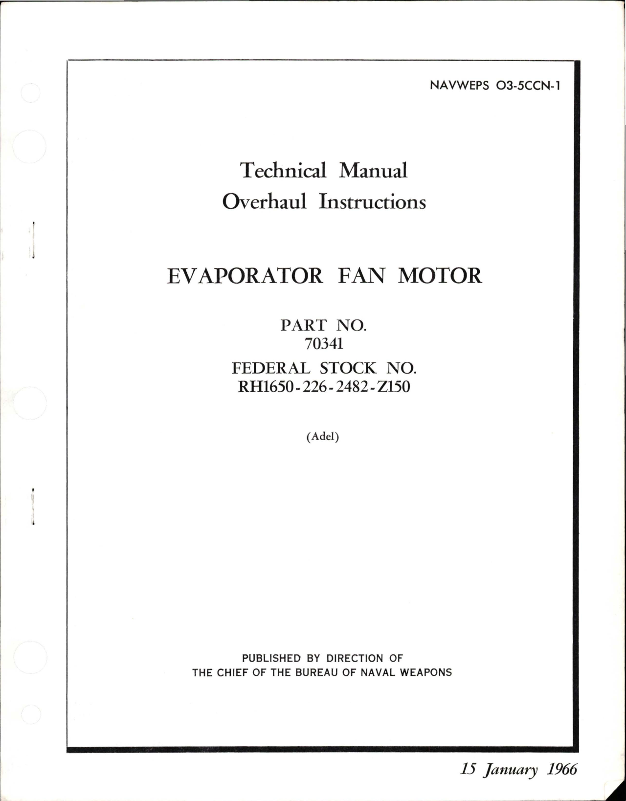 Sample page 1 from AirCorps Library document: Overhaul Instructions for Evaporator Fan Motor - Part 70341