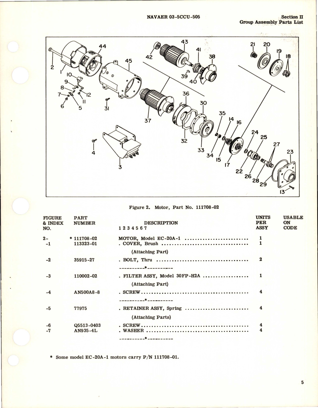 Sample page 7 from AirCorps Library document: Illustrated Parts Breakdown for E Frame Motor - Parts 111708-01, 111708-02, and 114320-01 