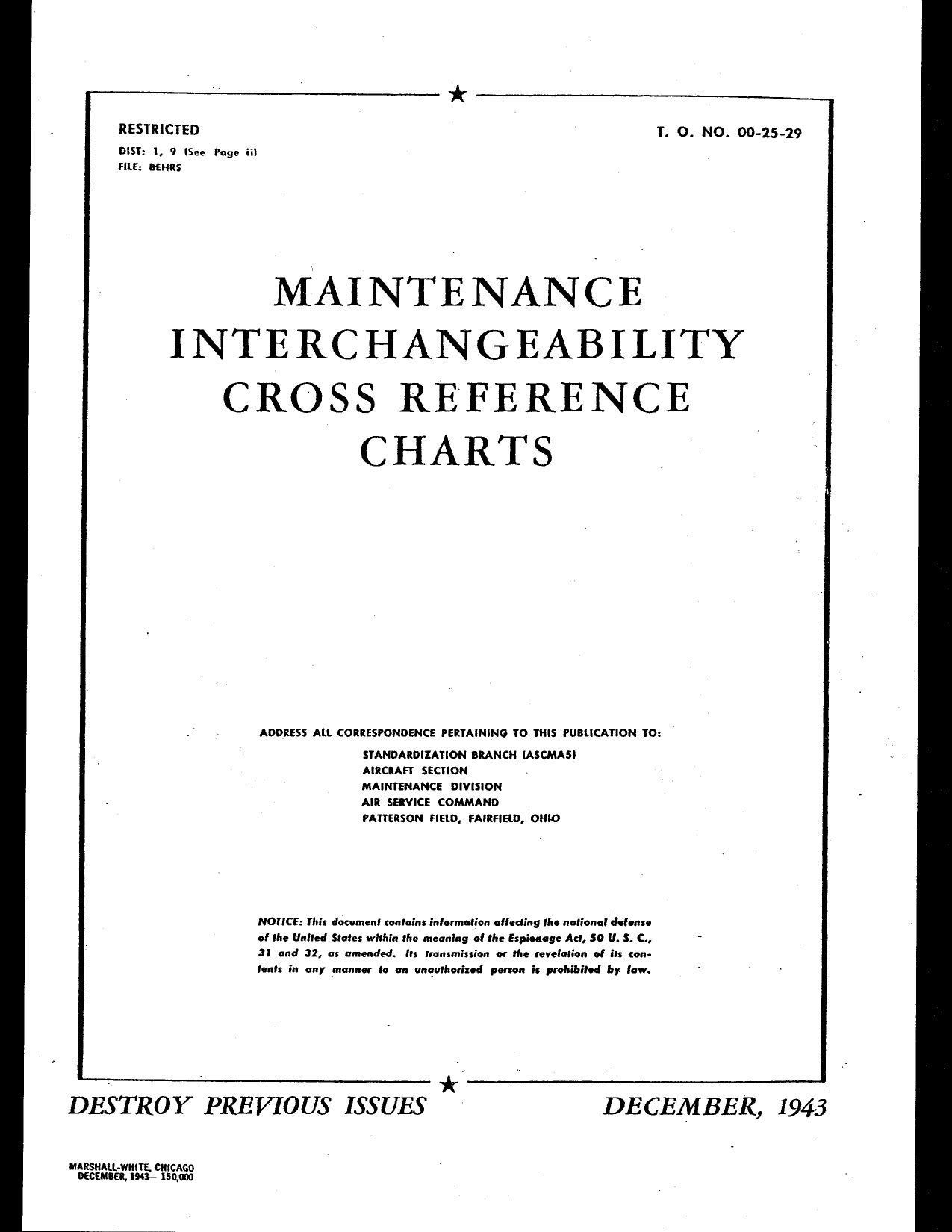 Sample page 1 from AirCorps Library document: Maintenance Interchangeability Cross Reference Charts
