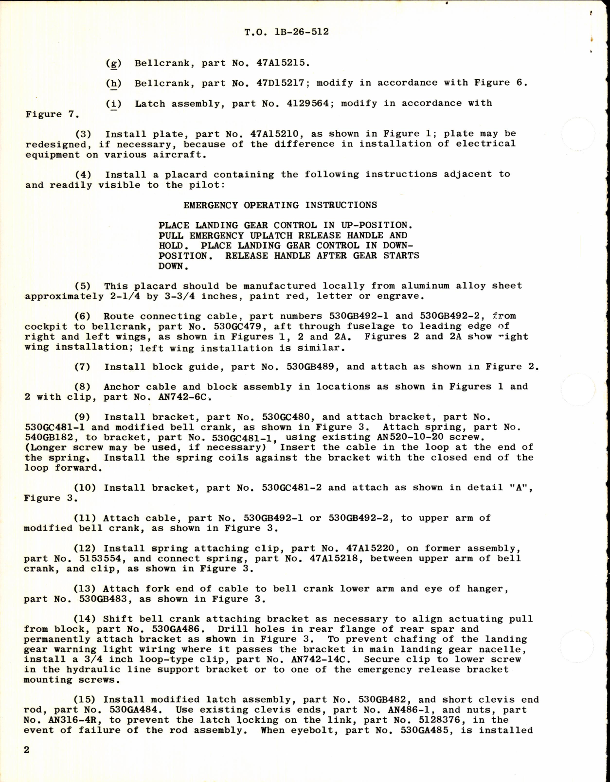 Sample page 2 from AirCorps Library document: Emergency Main Landing Gear Uplatch Release for B-26