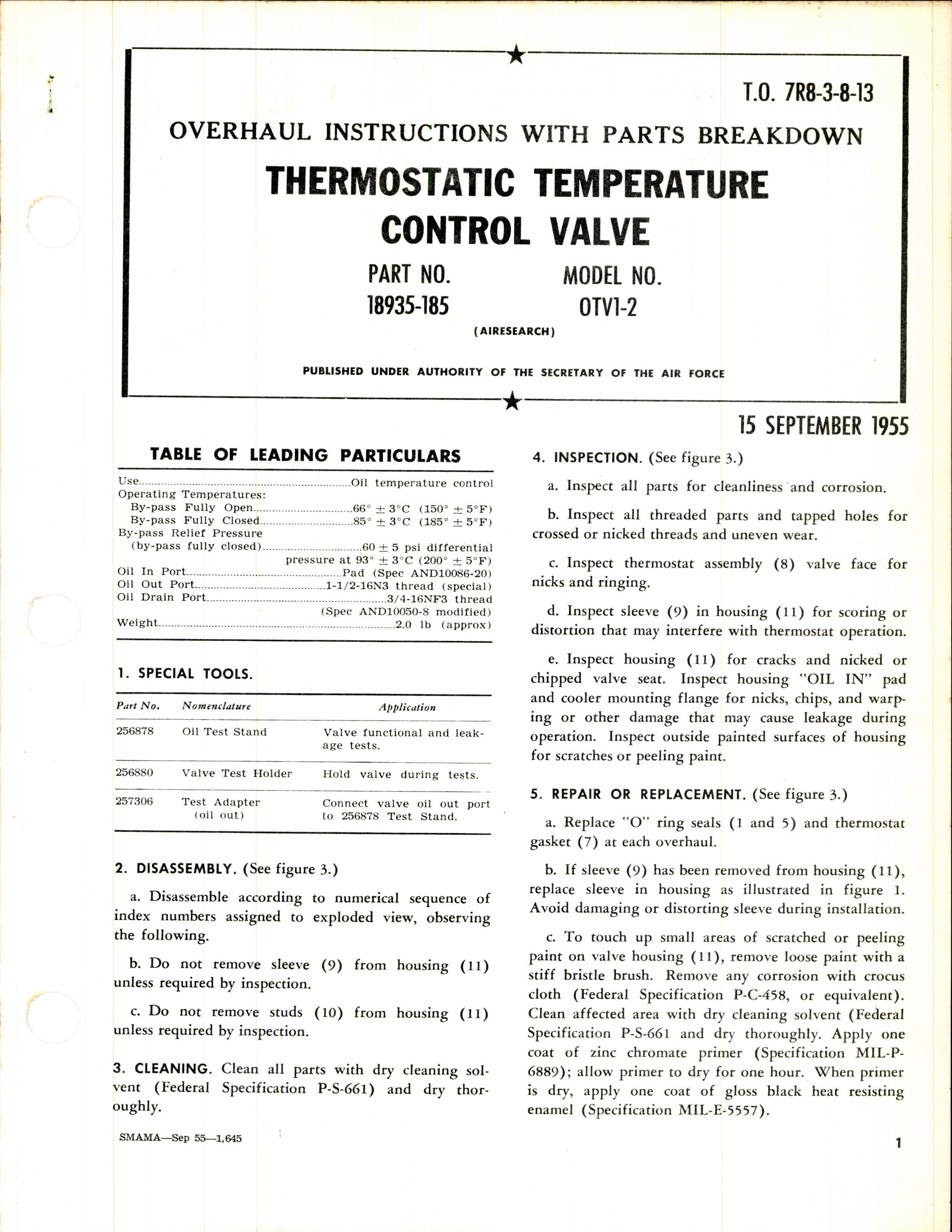 Sample page 1 from AirCorps Library document: Overhaul Instructions with Parts Breakdown for Thermostatic Temperature Control Valves
