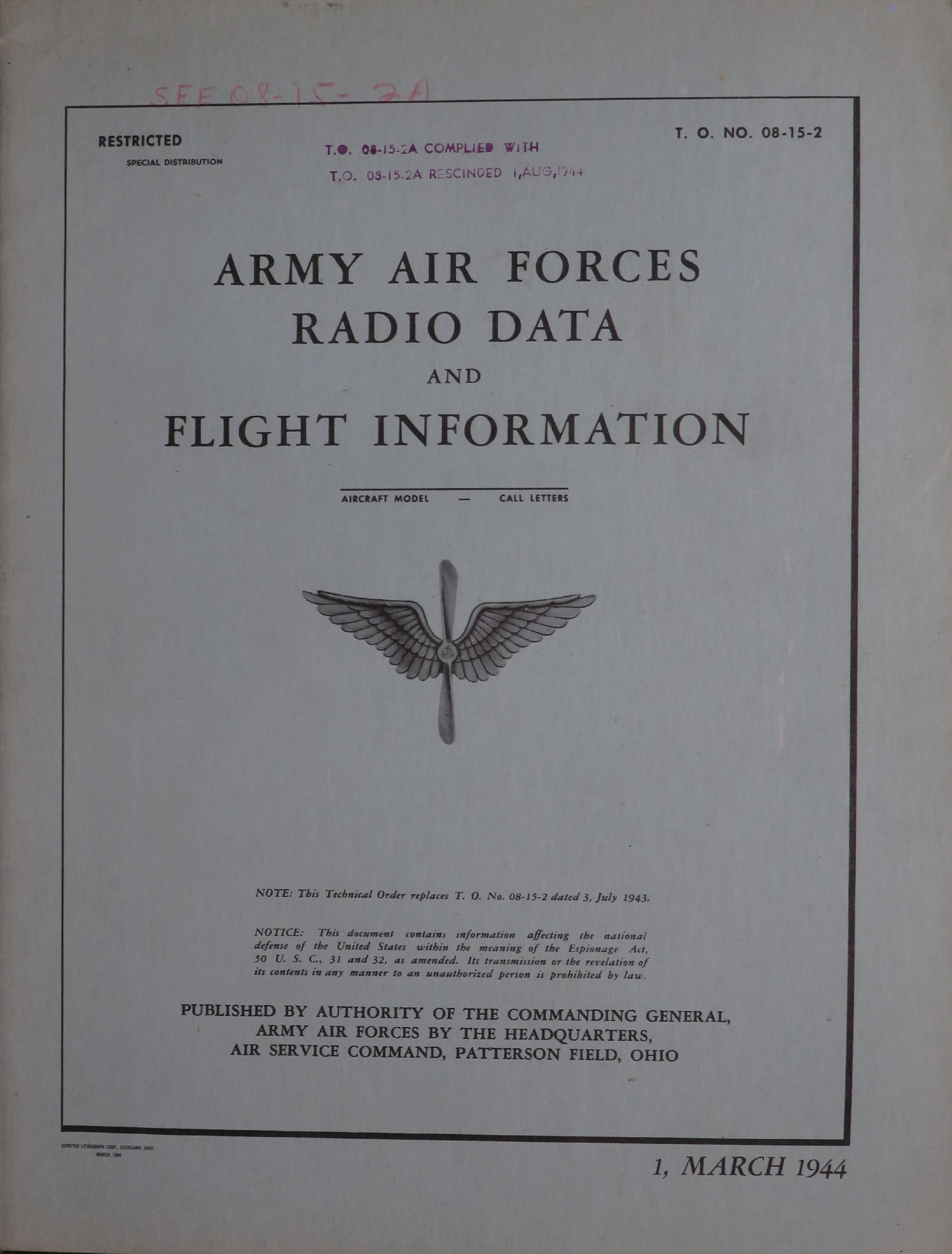 Sample page 1 from AirCorps Library document: Radio Data & Flight Information