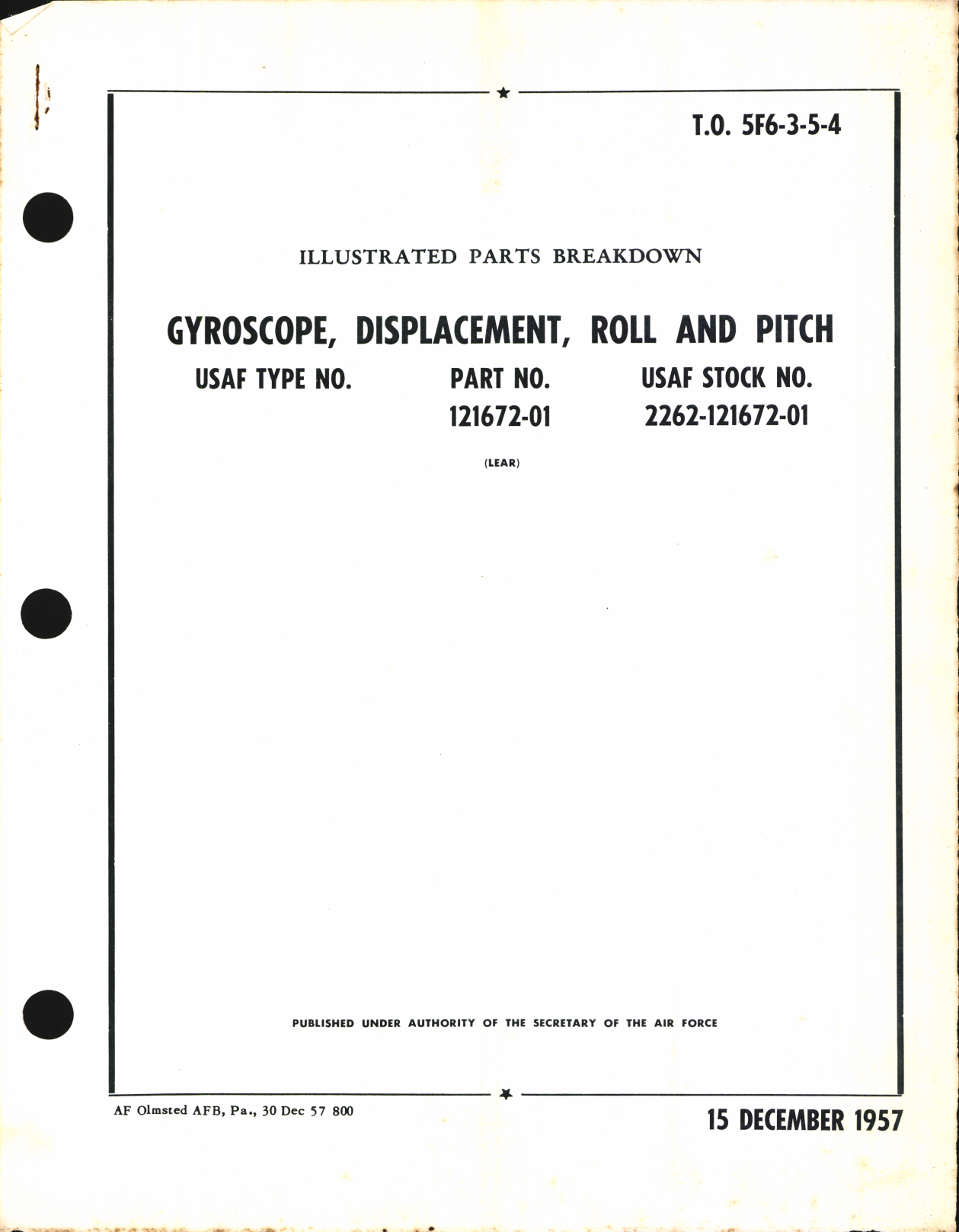Sample page 1 from AirCorps Library document: Illustrated Parts Breakdown for Gyroscope, Displacement, Roll and Pitch