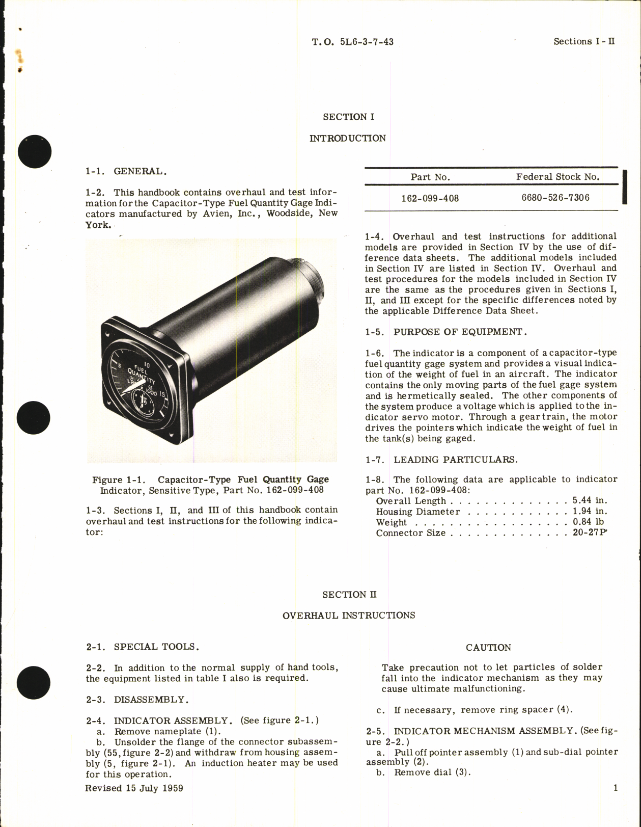 Sample page 5 from AirCorps Library document: Overhaul Instructions for Capacitor-Type Fuel Quantity Gage Indicators (Sensitive Type)