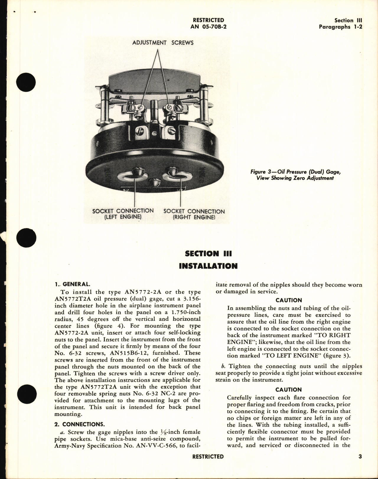 Sample page 7 from AirCorps Library document: Operation, Service, & Overhaul Instructions with Parts Catalog for Dual Oil Pressure Gages