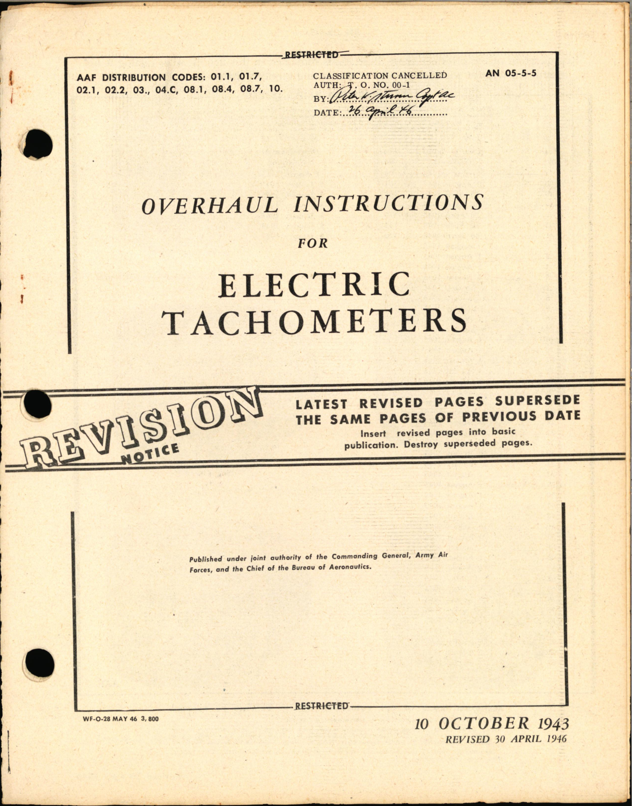 Sample page 1 from AirCorps Library document: Overhaul Instructions for Electric Tachometers