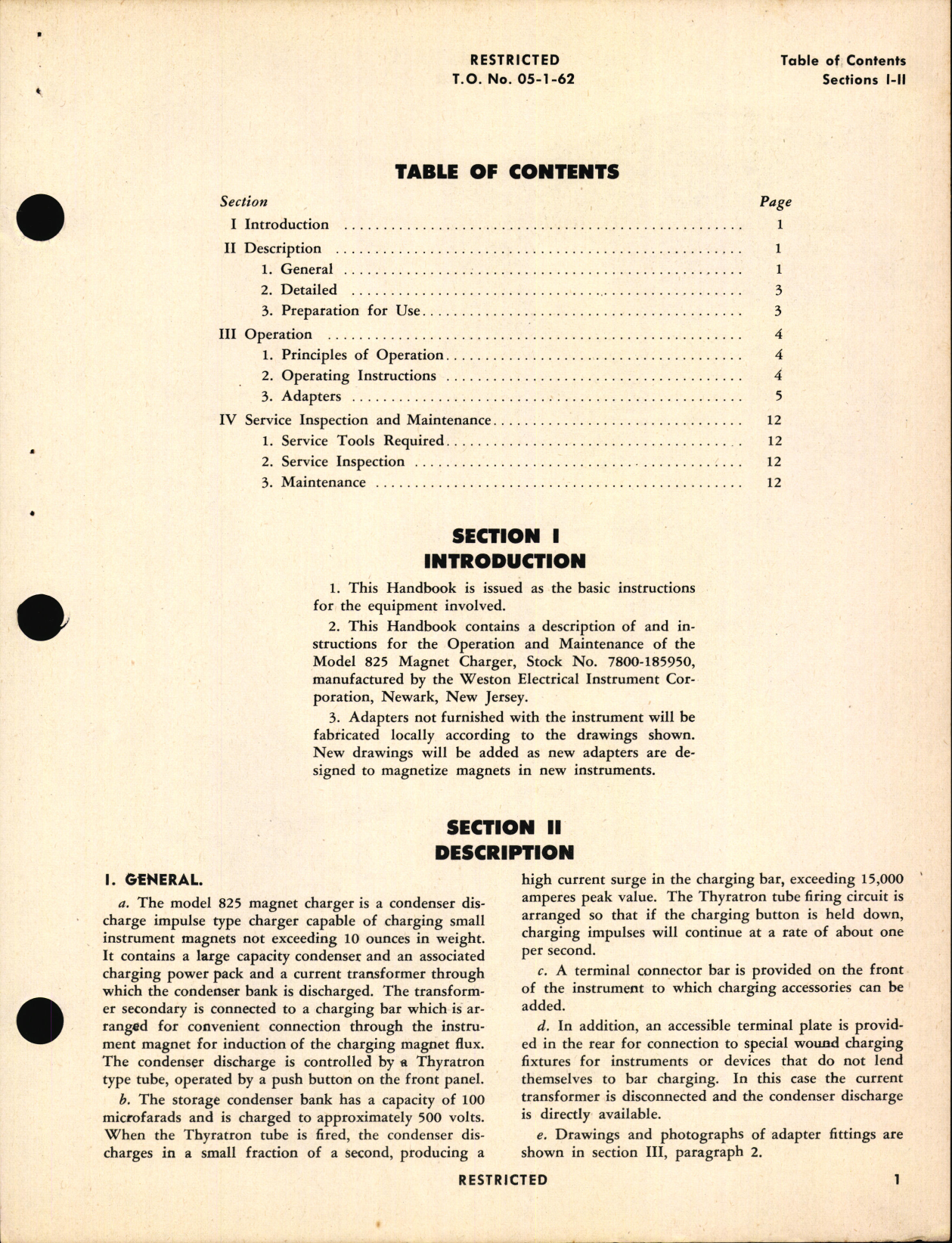 Sample page 7 from AirCorps Library document: Operation and Service Instructions for Model 825 Magnet Charger